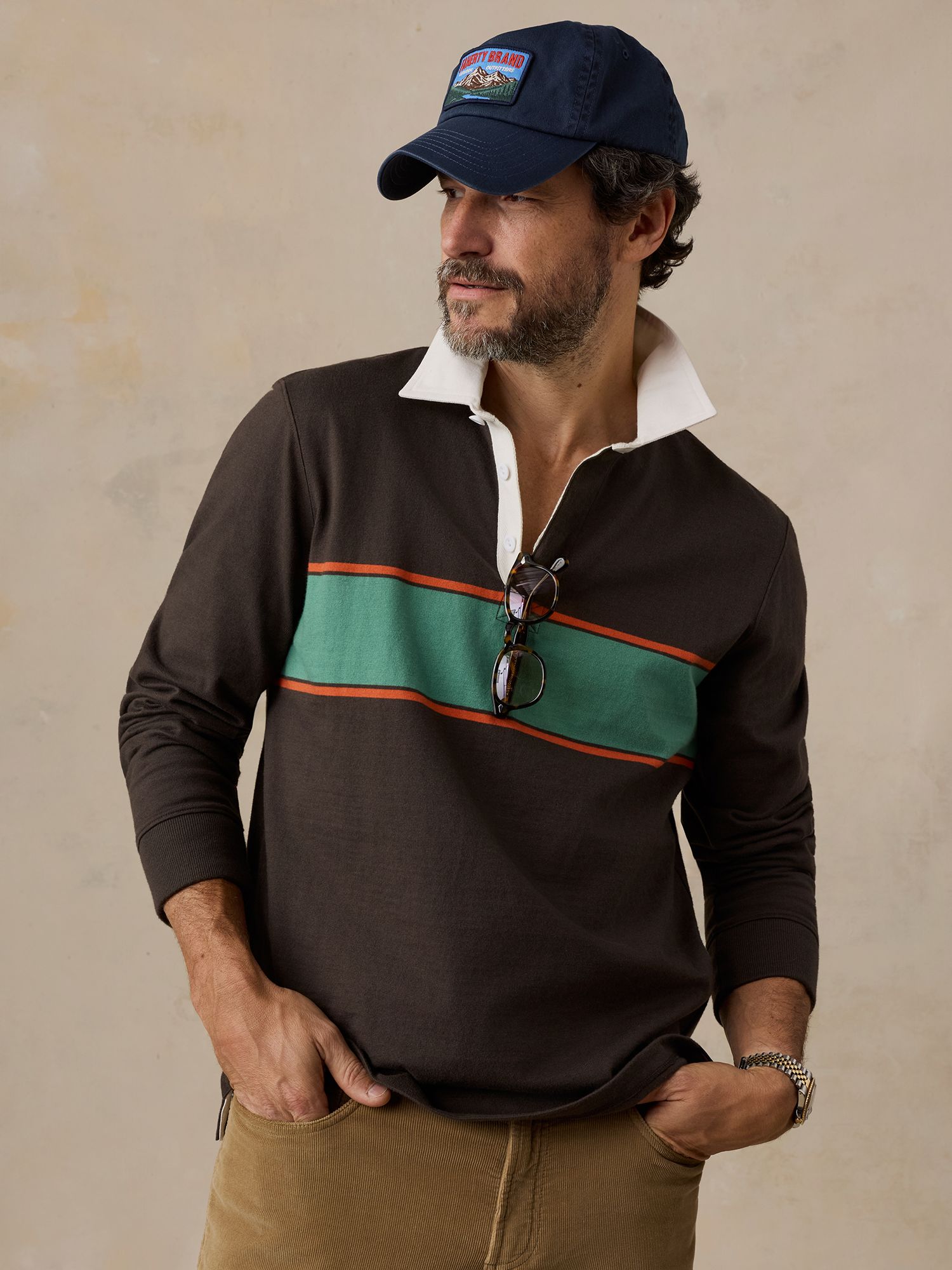 Faherty Men's Rugby Long Sleeve Polo