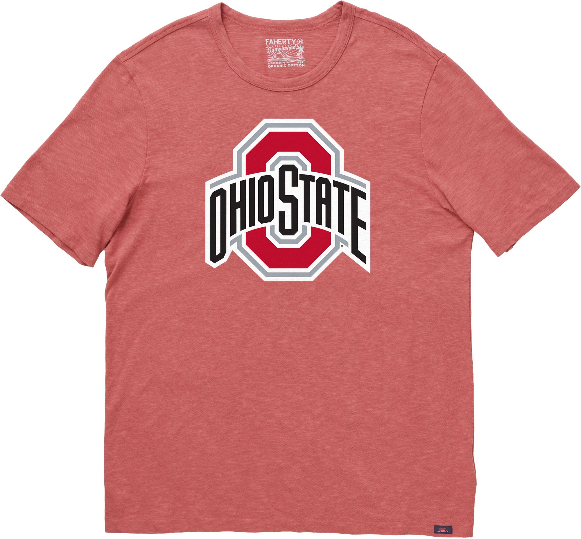 Faherty Men's Ohio State Buckeyes Cherry Wood Sunwashed T-Shirt