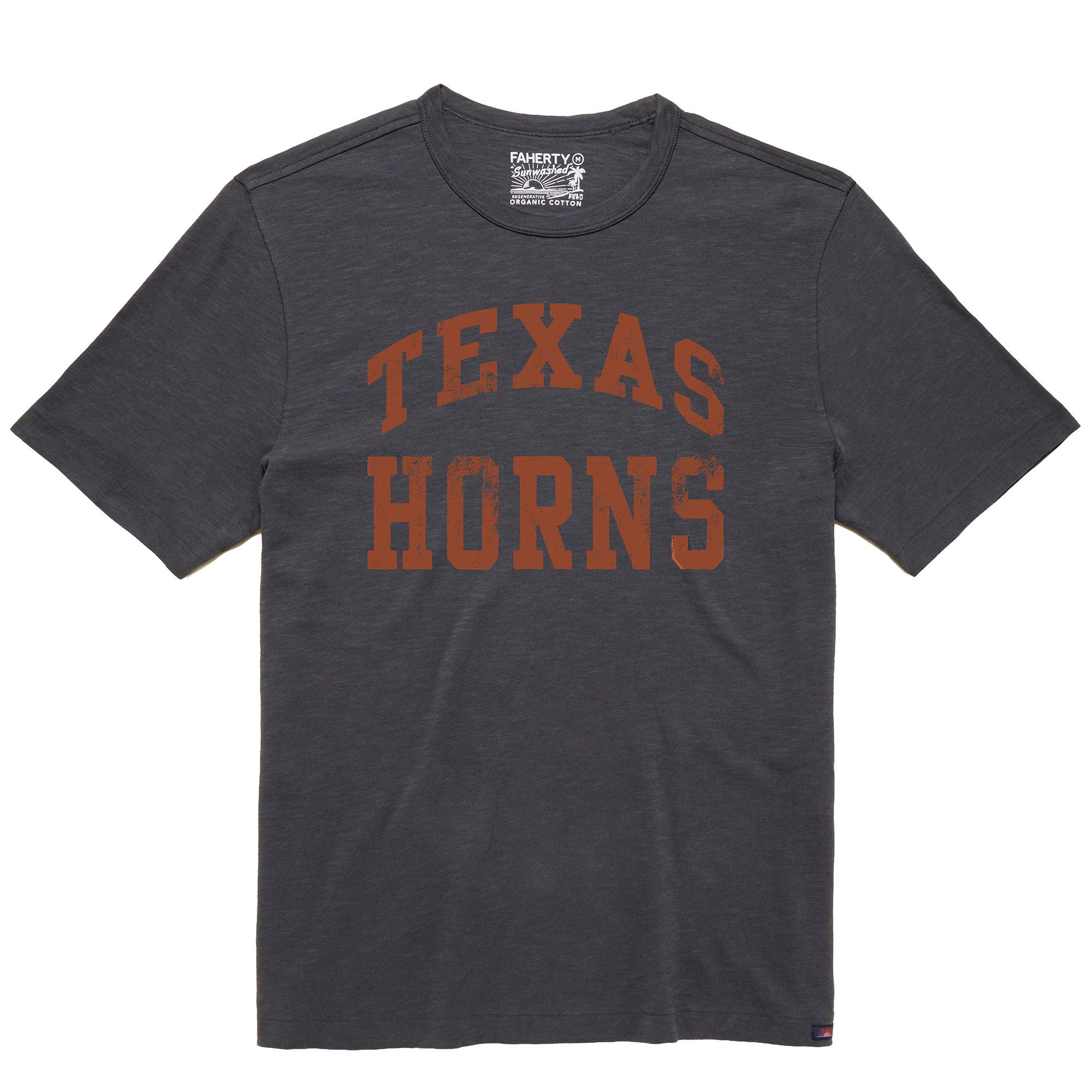 Faherty Men's Texas Longhorns Graphite Sunwashed T-Shirt