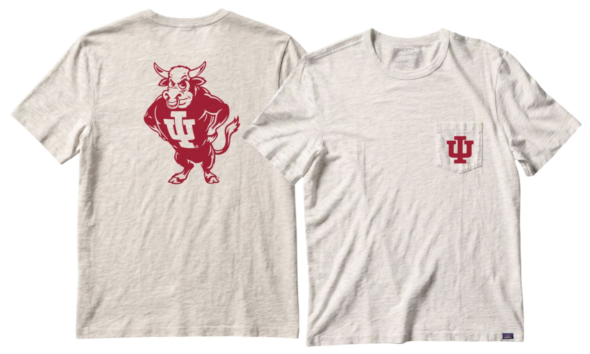 Faherty Men's Indiana Hoosiers Island Dune Heather Sunwashed Pocket T-Shirt