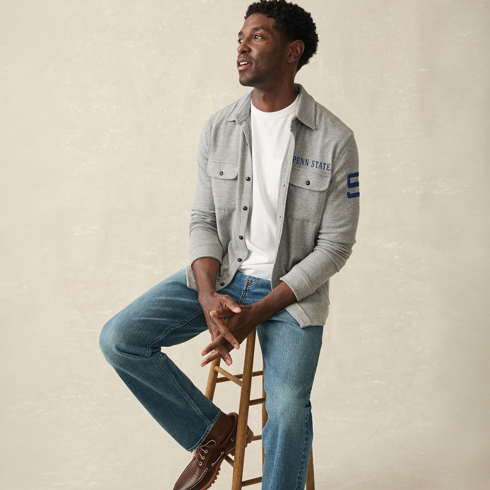 Faherty Men's Penn State Nittany Lions Gray Legend Sweater Jacket