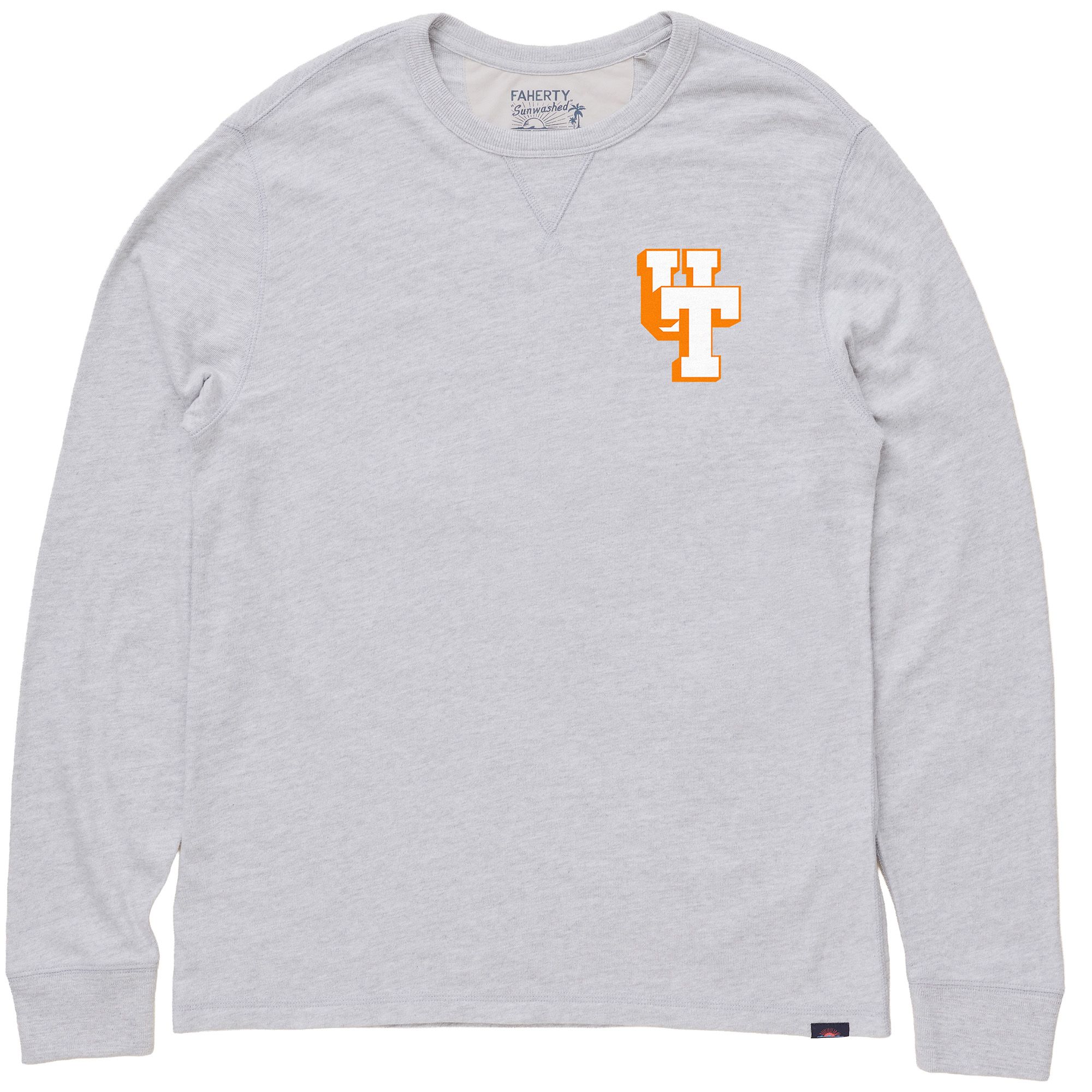 Faherty Men's Tennessee Volunteers Light Gray Heather Sunwashed Slub Crewneck Sweatshirt