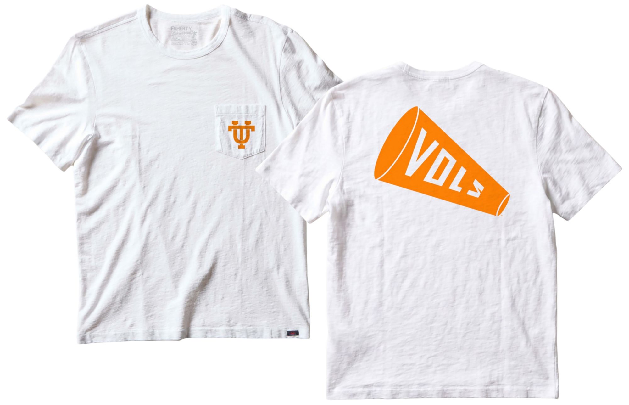 Faherty Men's Tennessee Volunteers White Sunwashed Pocket T-Shirt