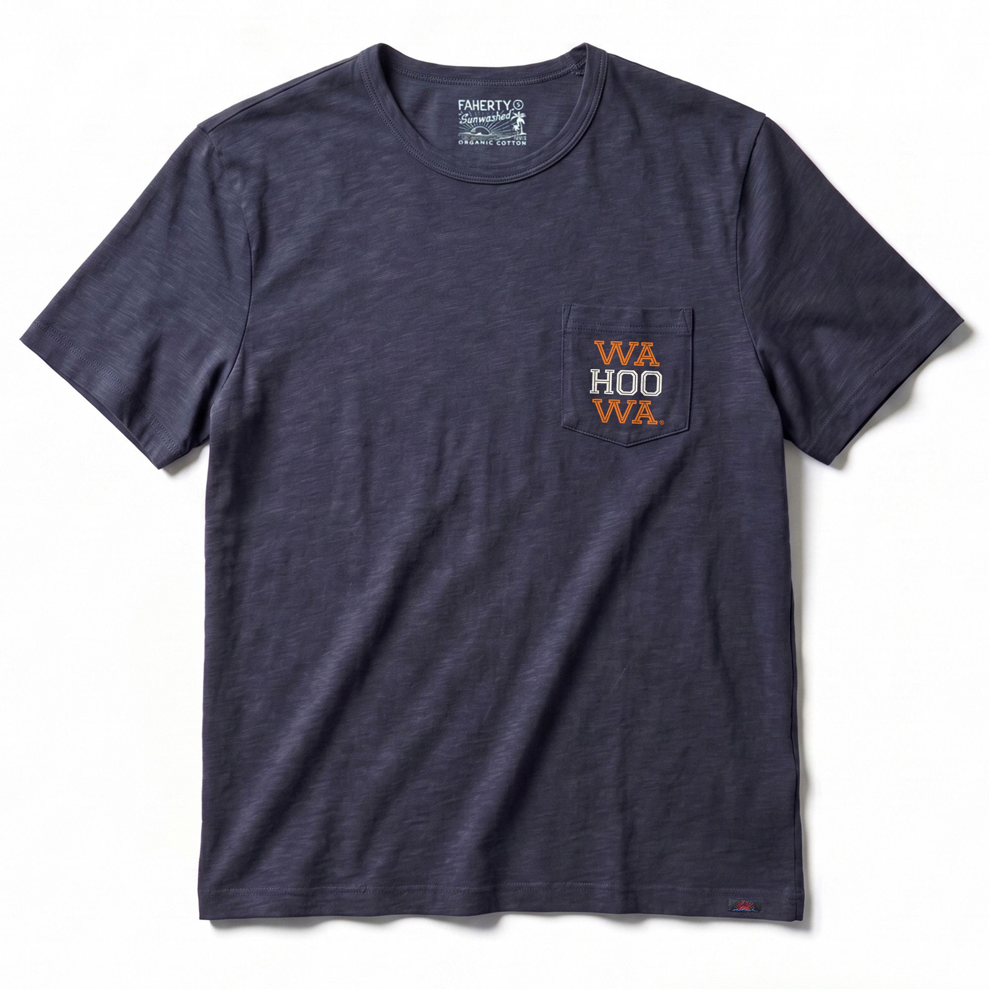 Faherty Men's Virginia Cavaliers Dune Navy Sunwashed Pocket T-Shirt
