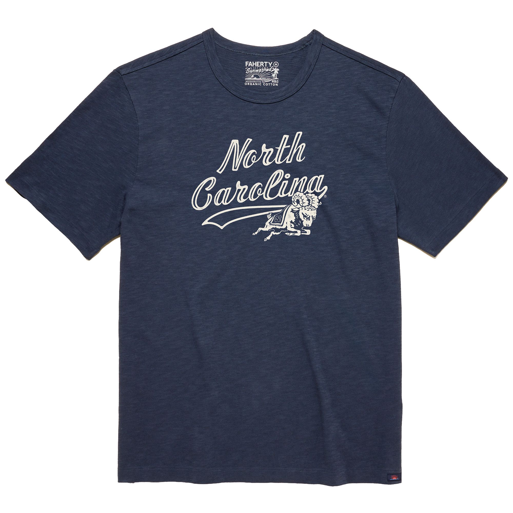 Faherty Men's North Carolina Tar Heels Dune Navy Sunwashed T-Shirt