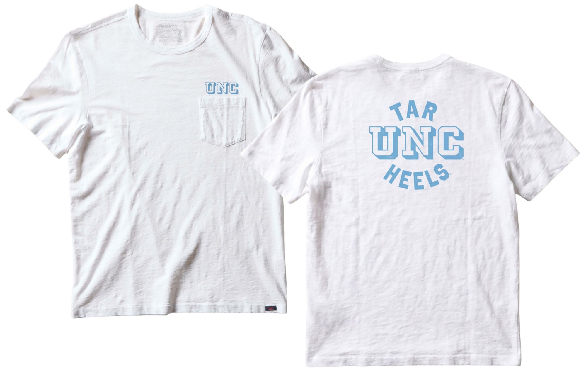 Faherty Men's North Carolina Tar Heels White Sunwashed Pocket T-Shirt