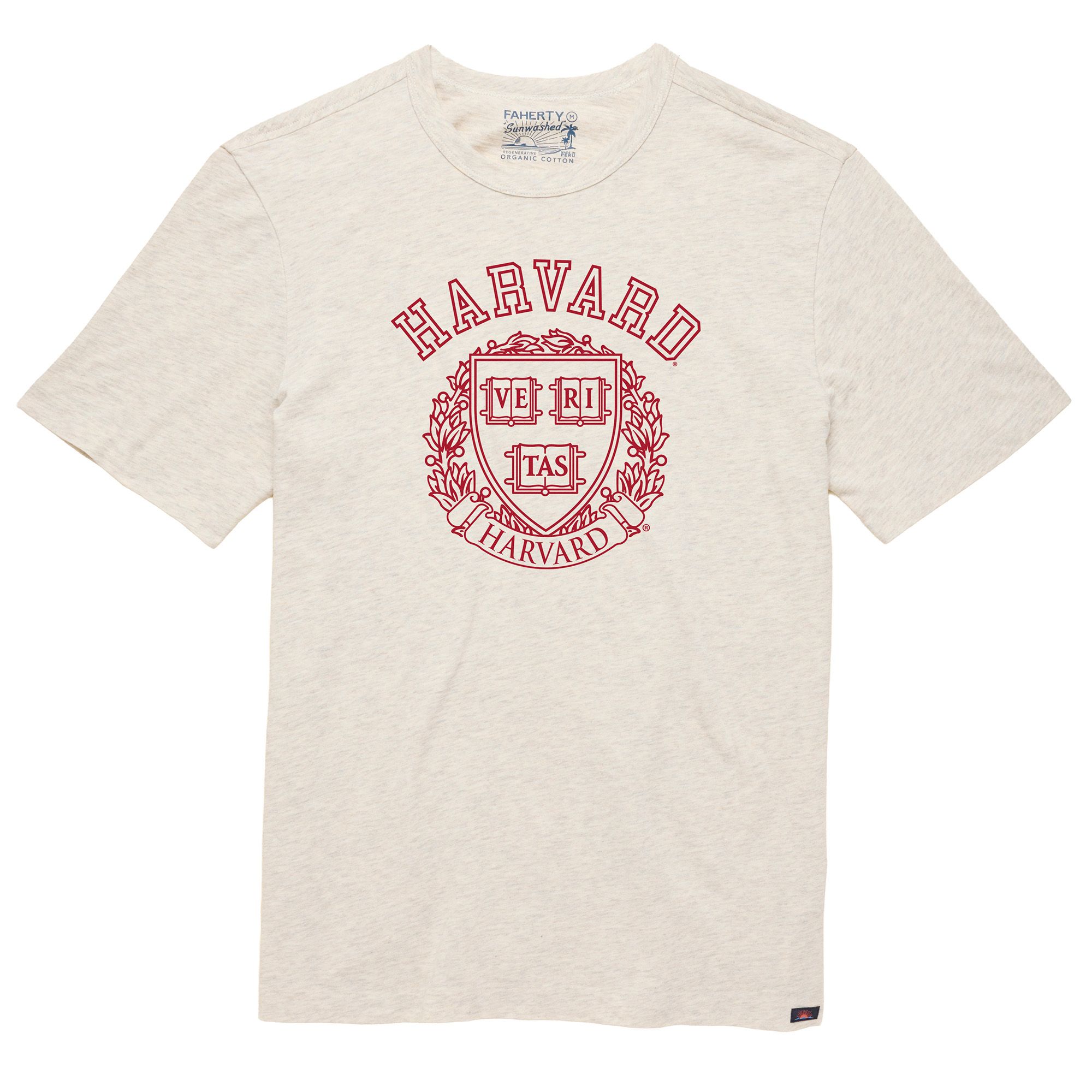 Faherty Men's Harvard Crimson Island Dune Heather Sunwashed T-Shirt