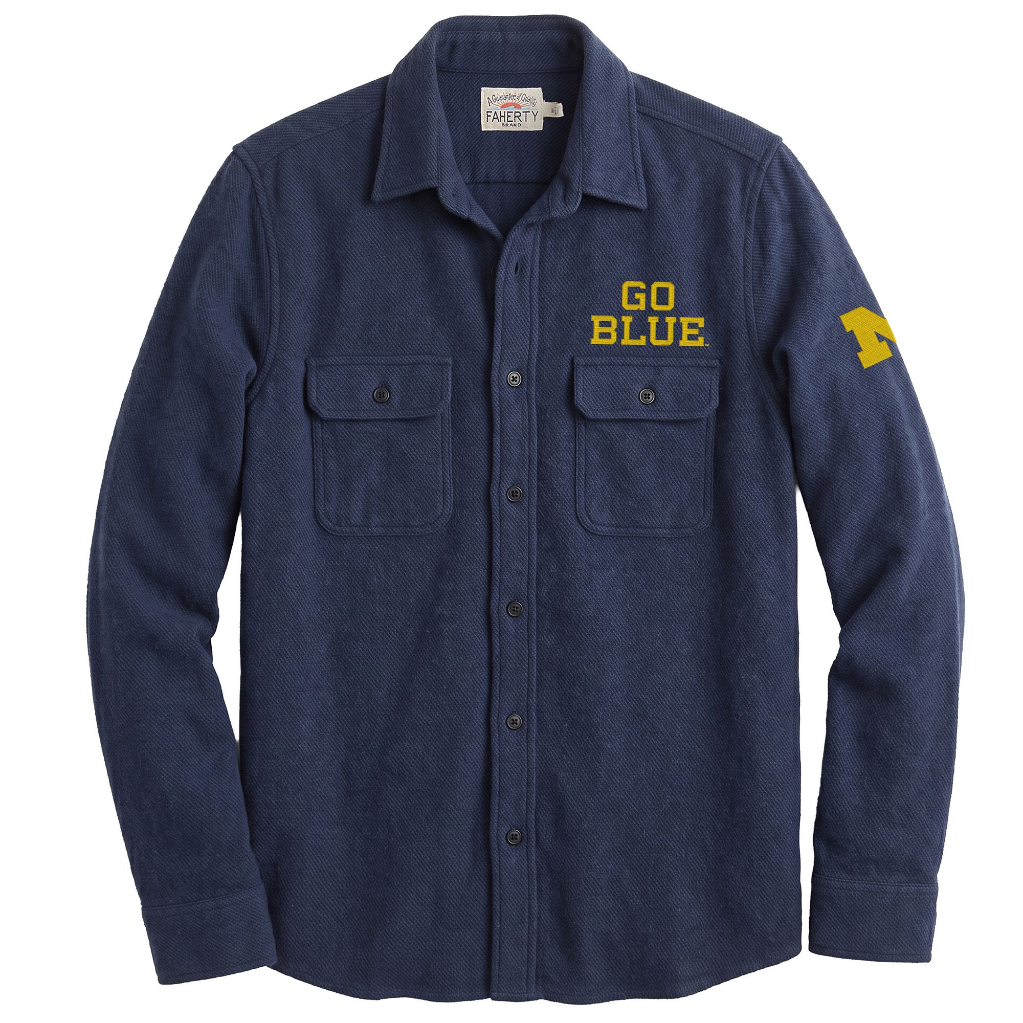 Faherty Men's Michigan Wolverines Brighton Navy Twill Jacket