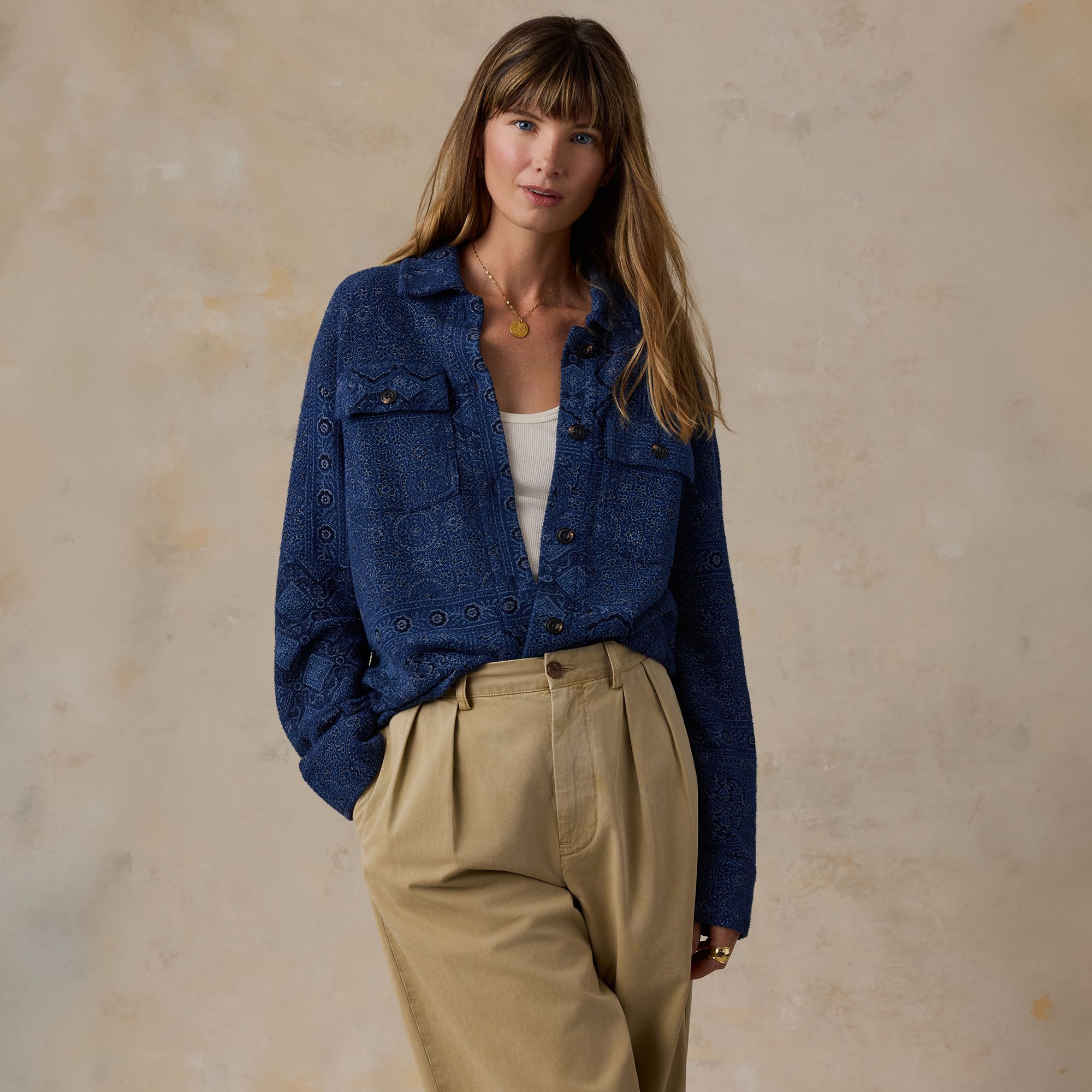 Faherty Women's Twill Terry Shirt Jacket