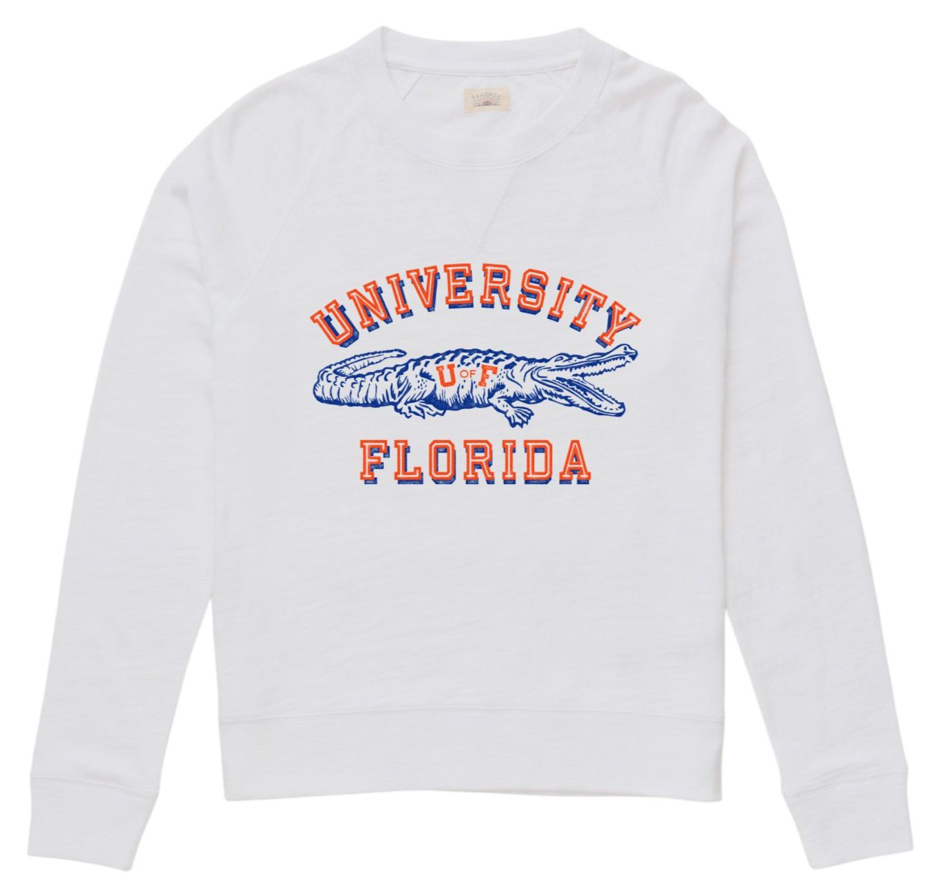 Faherty Women's Florida Gators White Sunwashed Crewneck Sweatshirt