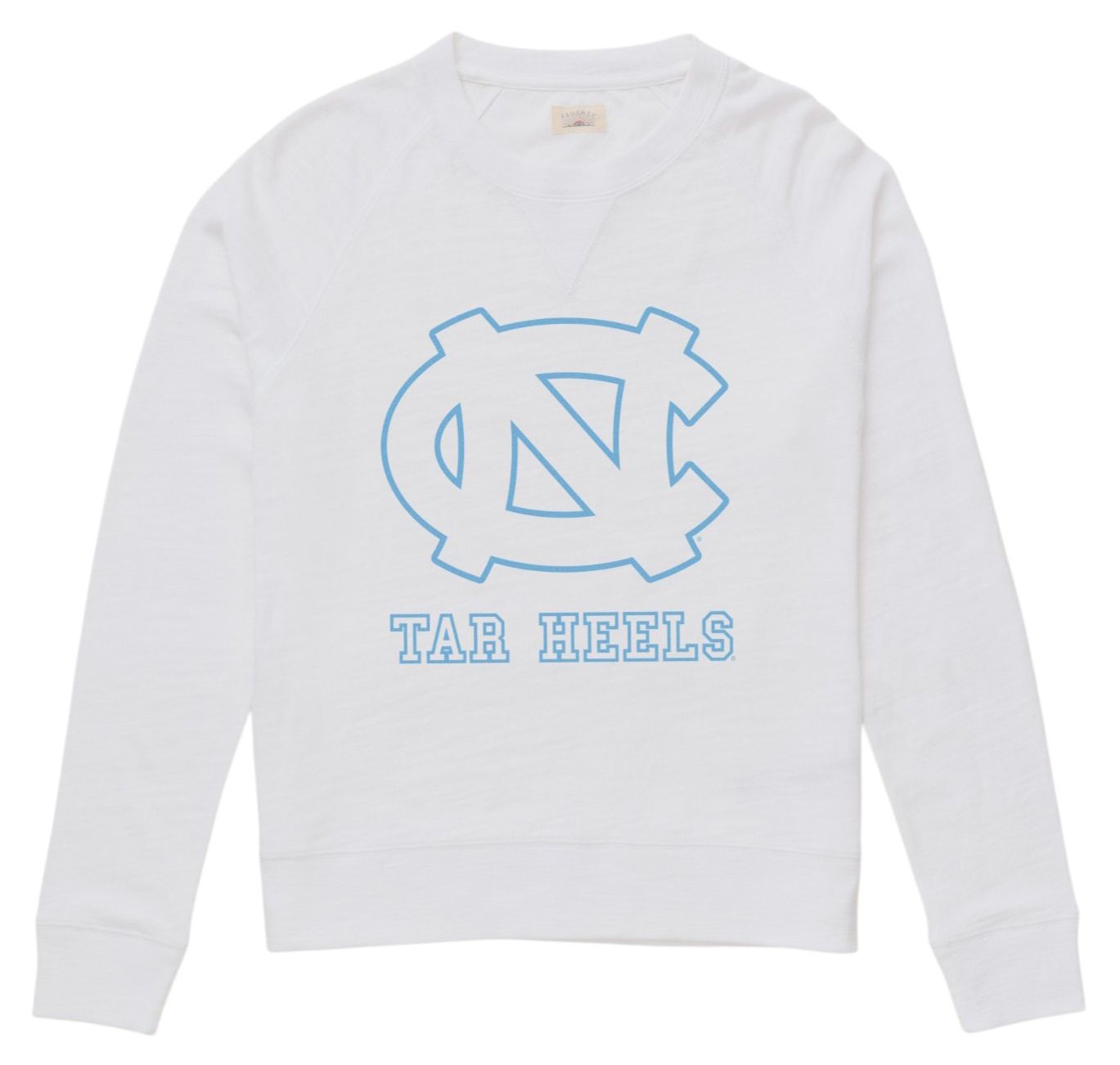 Faherty Women's North Carolina Tar Heels White Sunwashed Crewneck Sweatshirt