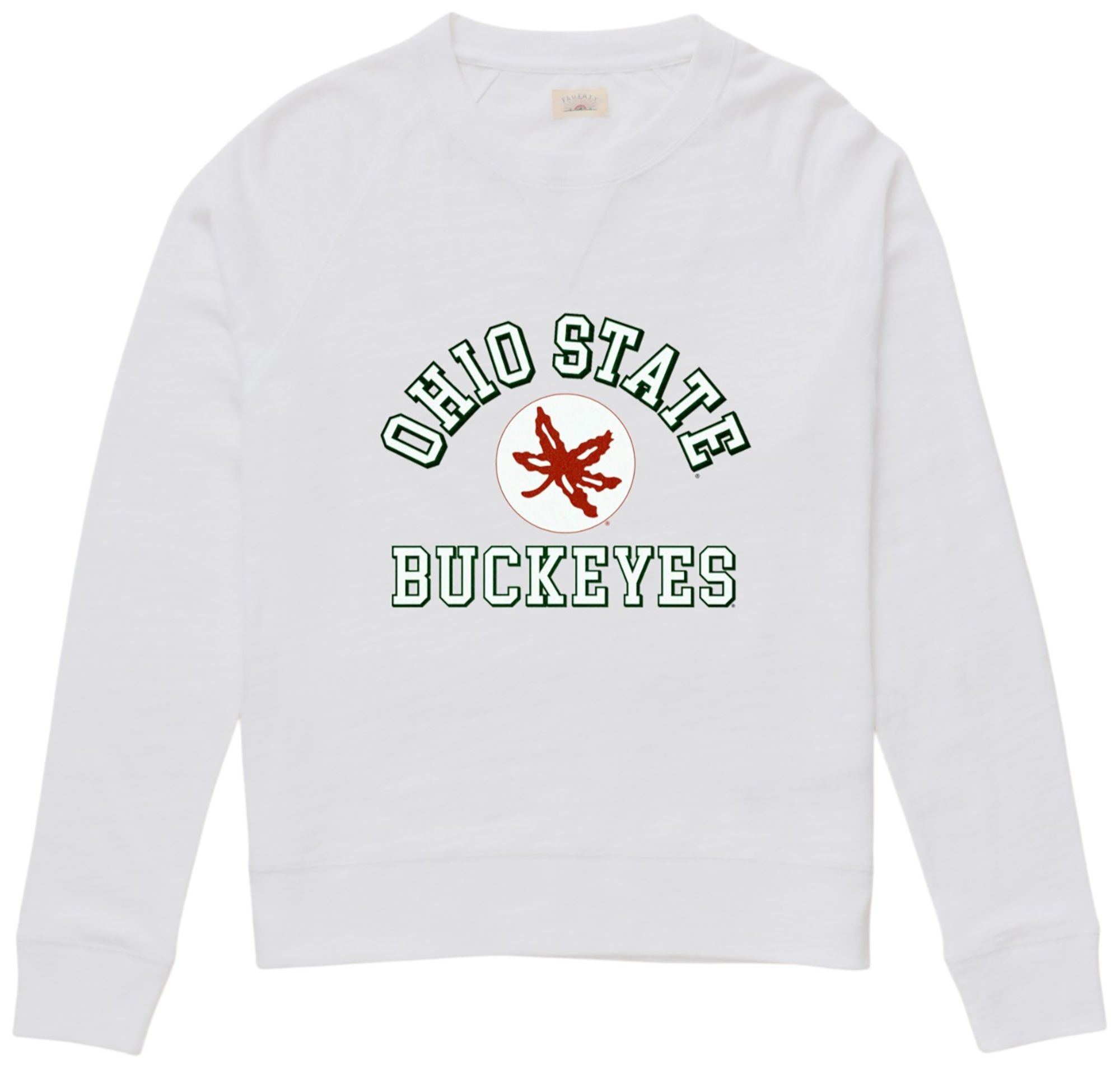 Faherty Women's Ohio State Buckeyes White Sunwashed Crewneck Sweatshirt