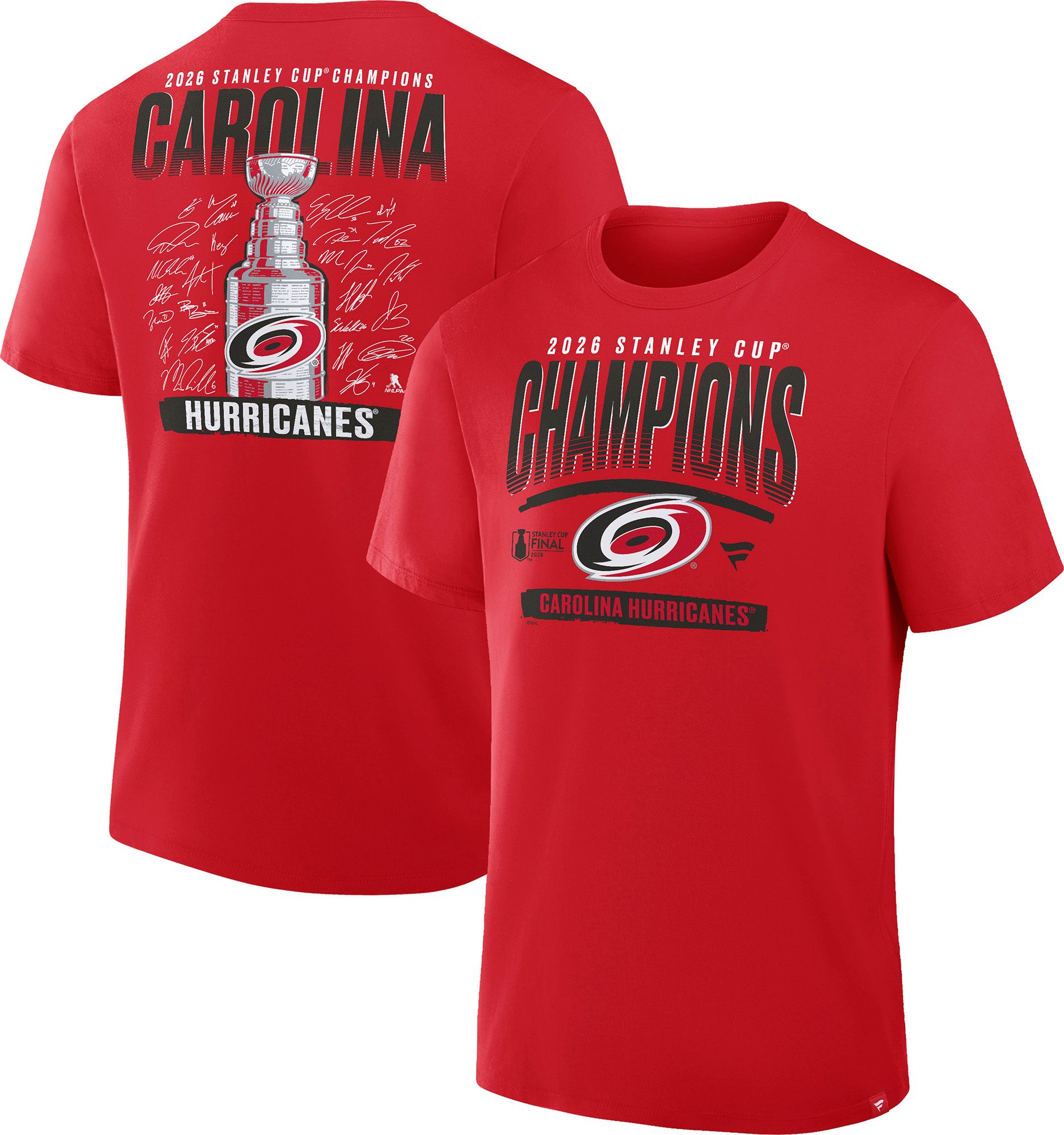 NHL Adult Carolina Hurricanes 2026 Stanley Cup Champions Signature Roster T-Shirt