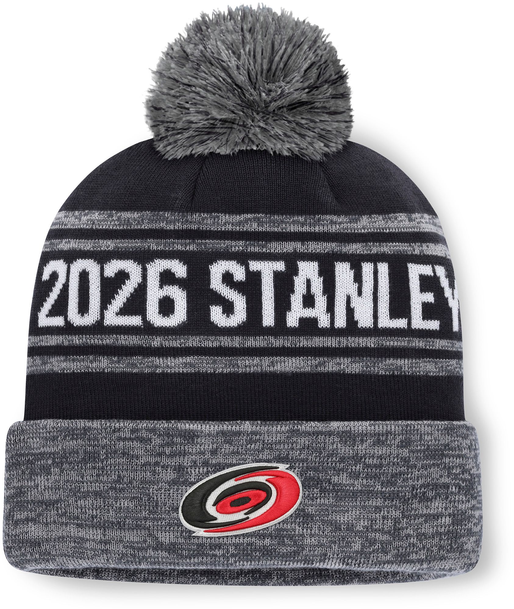NHL Adult Carolina Hurricanes 2026 Stanley Cup Champions Cuffed Pom Knit Beanie