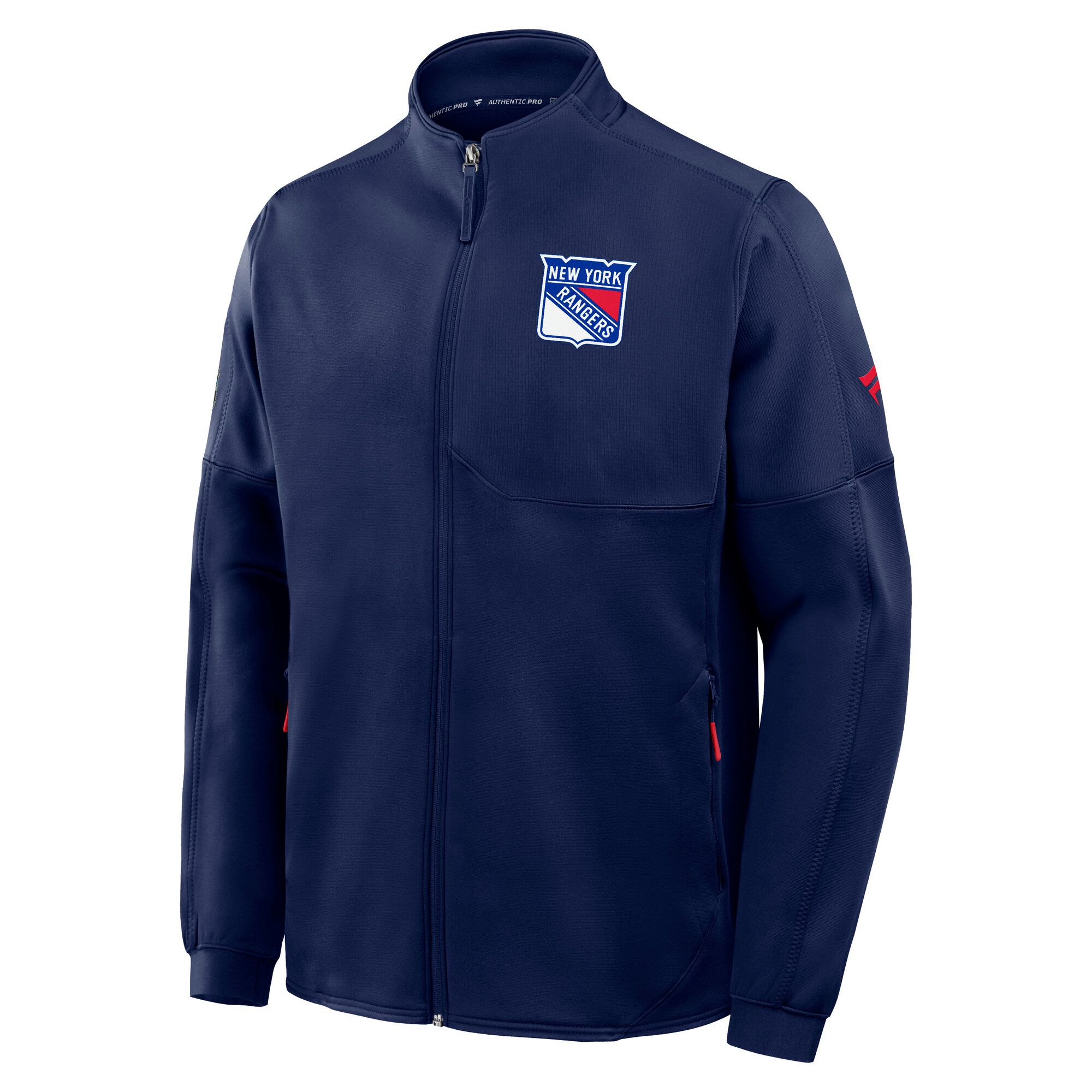 Fanatics Men's Navy New York Rangers Authentic Pro Rink Fleece Full-Zip Jacket - Navy, Athletic Red