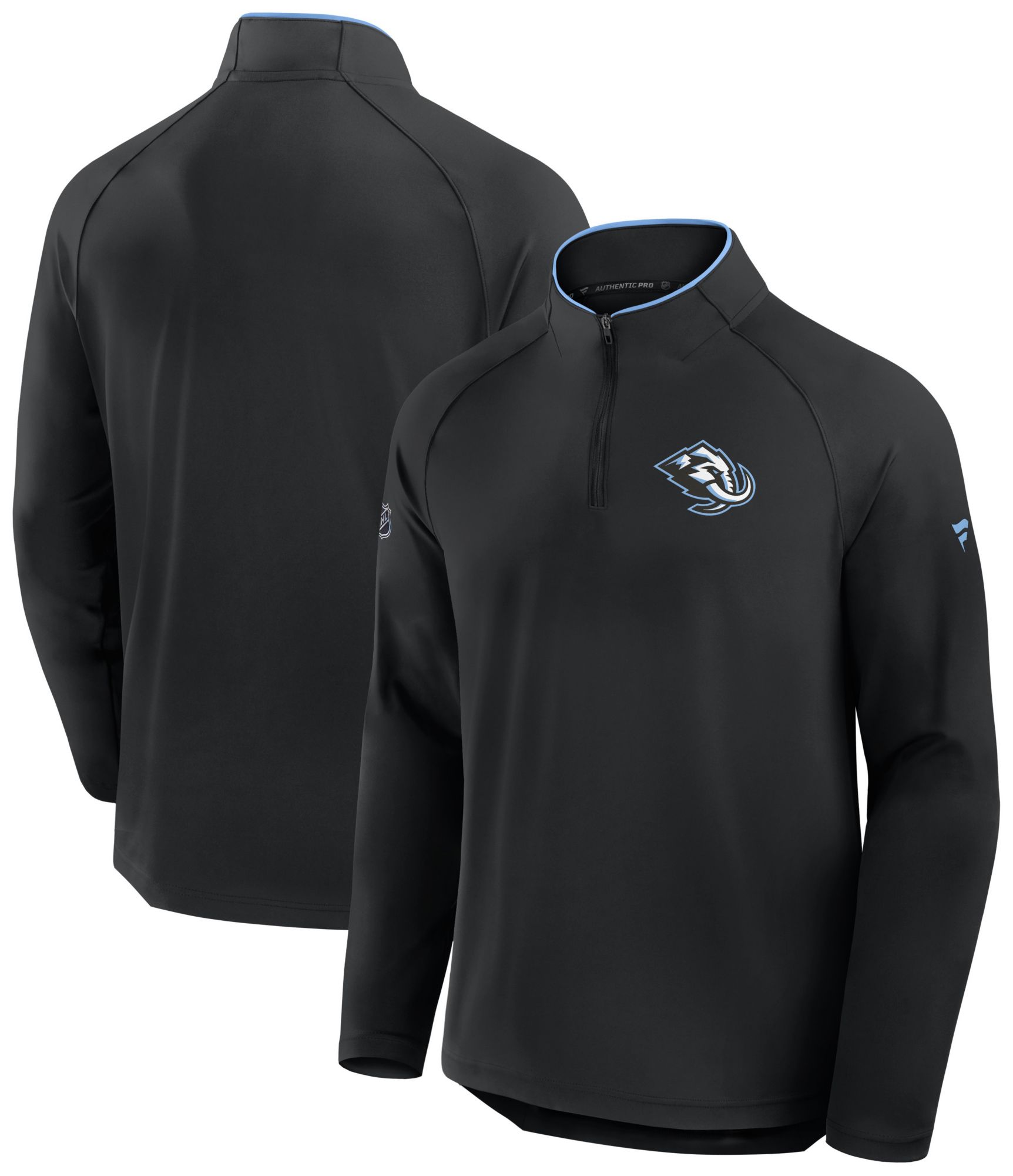 Fanatics Men's Utah Mammoth Rink Mock-Neck Raglan-Sleeve Quarter-Zip Pullover - Black, Black