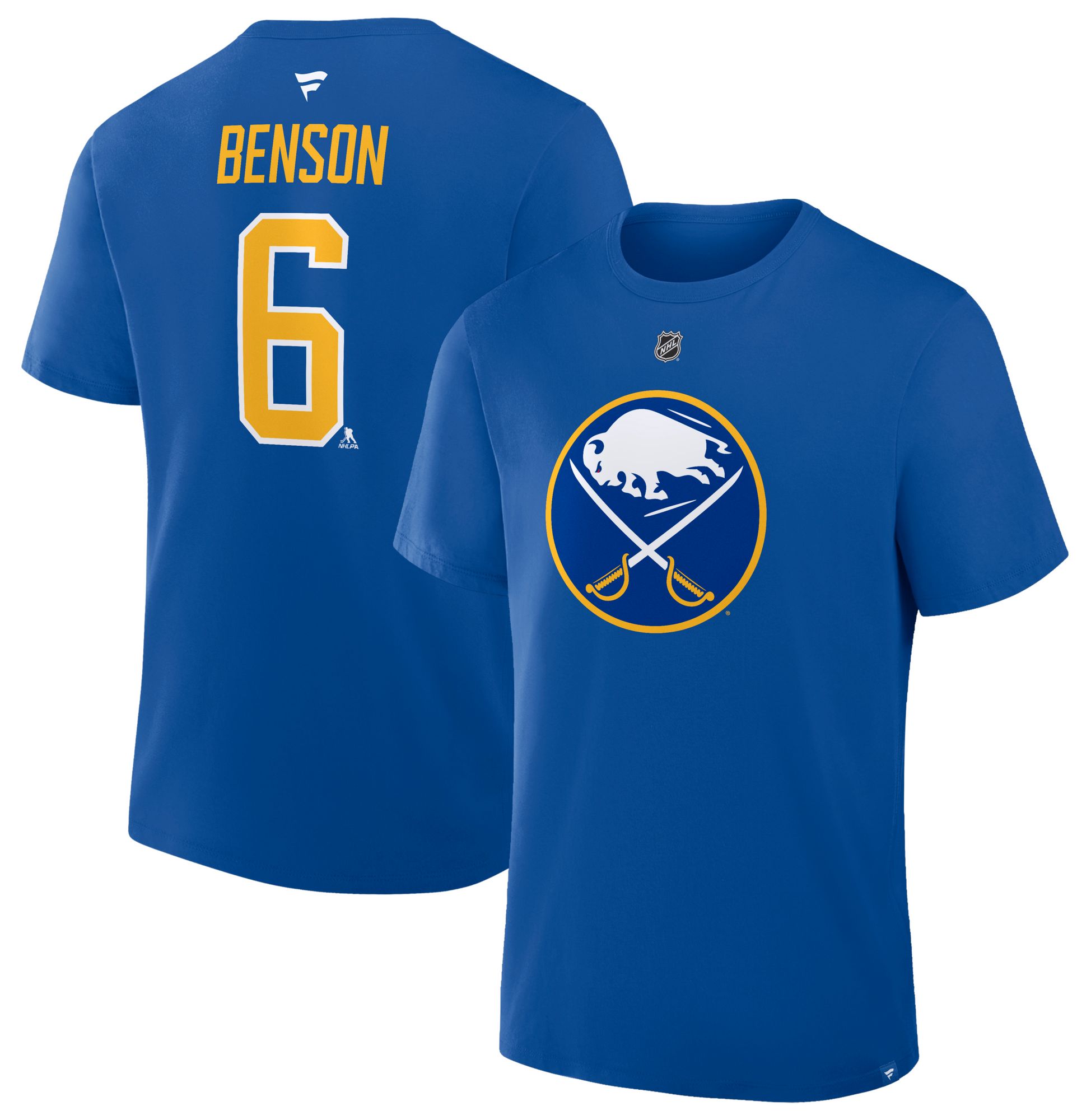 NHL Men's Buffalo Sabres Deep Royal Zach Benson #6 T-Shirt