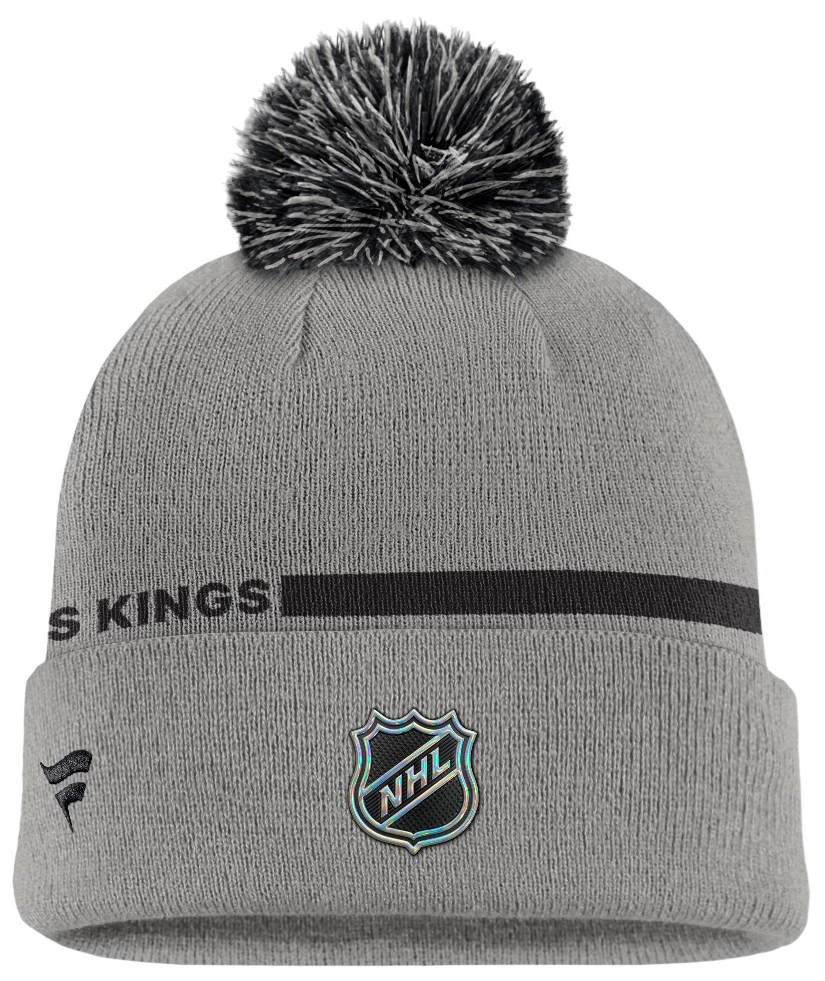 Fanatics Men's Gray Los Angeles Kings Authentic Pro Alternate Cuffed Knit with Pom Hat - Gray, Black