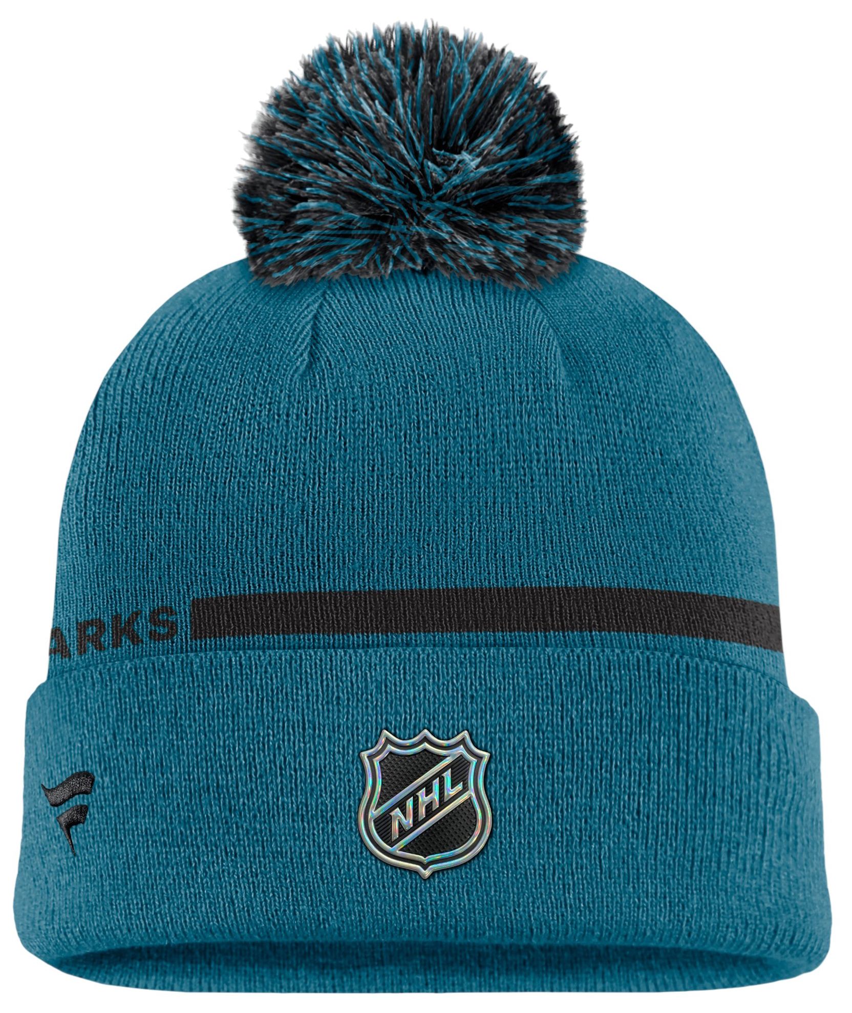 NHL Men's San Jose Sharks Alternate Logo Cuffed Knit Pom Beanie