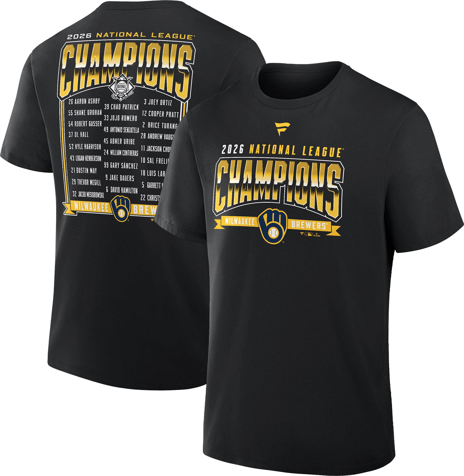 MLB Men's Milwaukee Brewers 2026 NLCS Champions Roster T-Shirt
