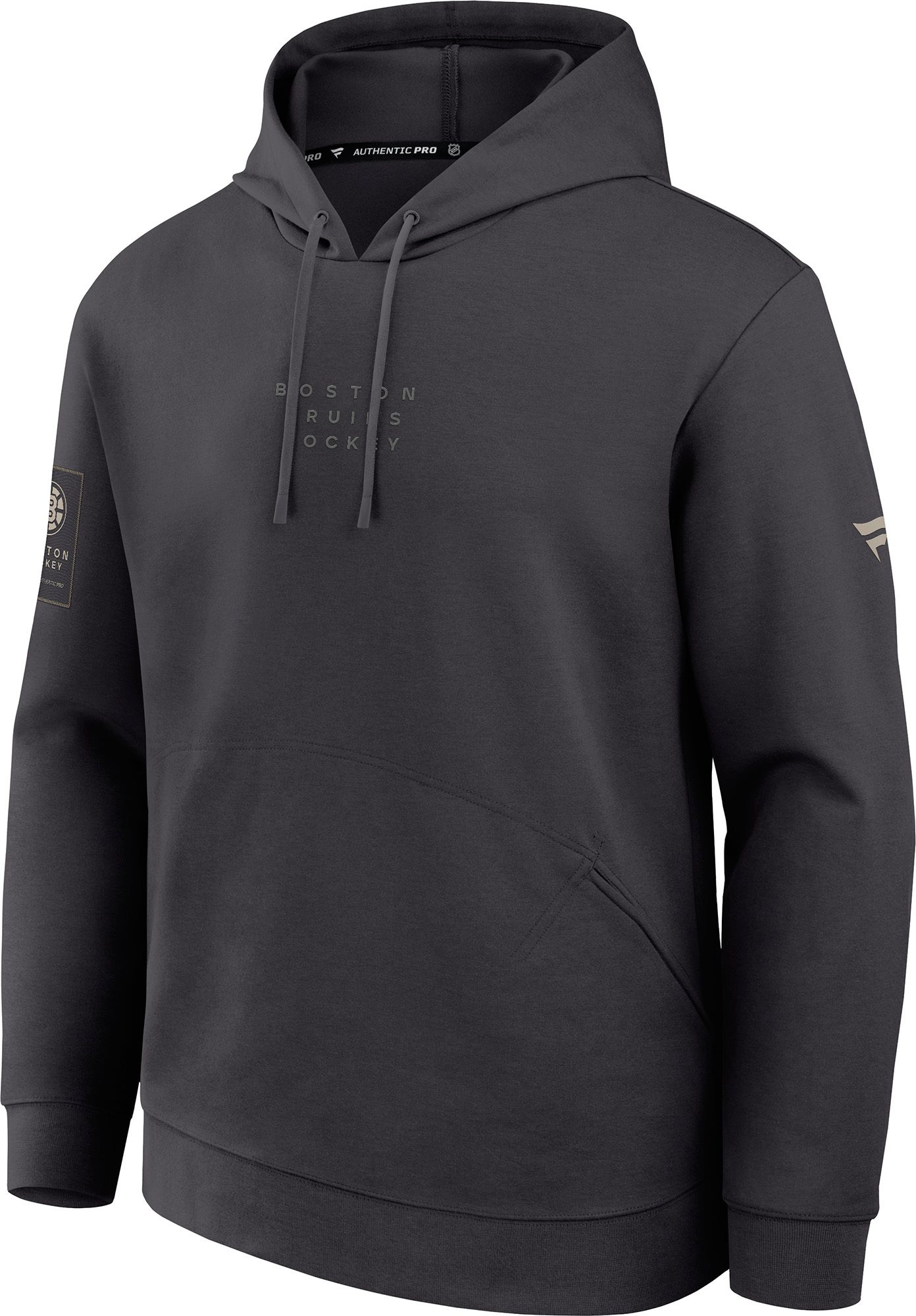 NHL Men's Boston Bruins Authentic Pro Road Primary Fleece Pullover Hoodie
