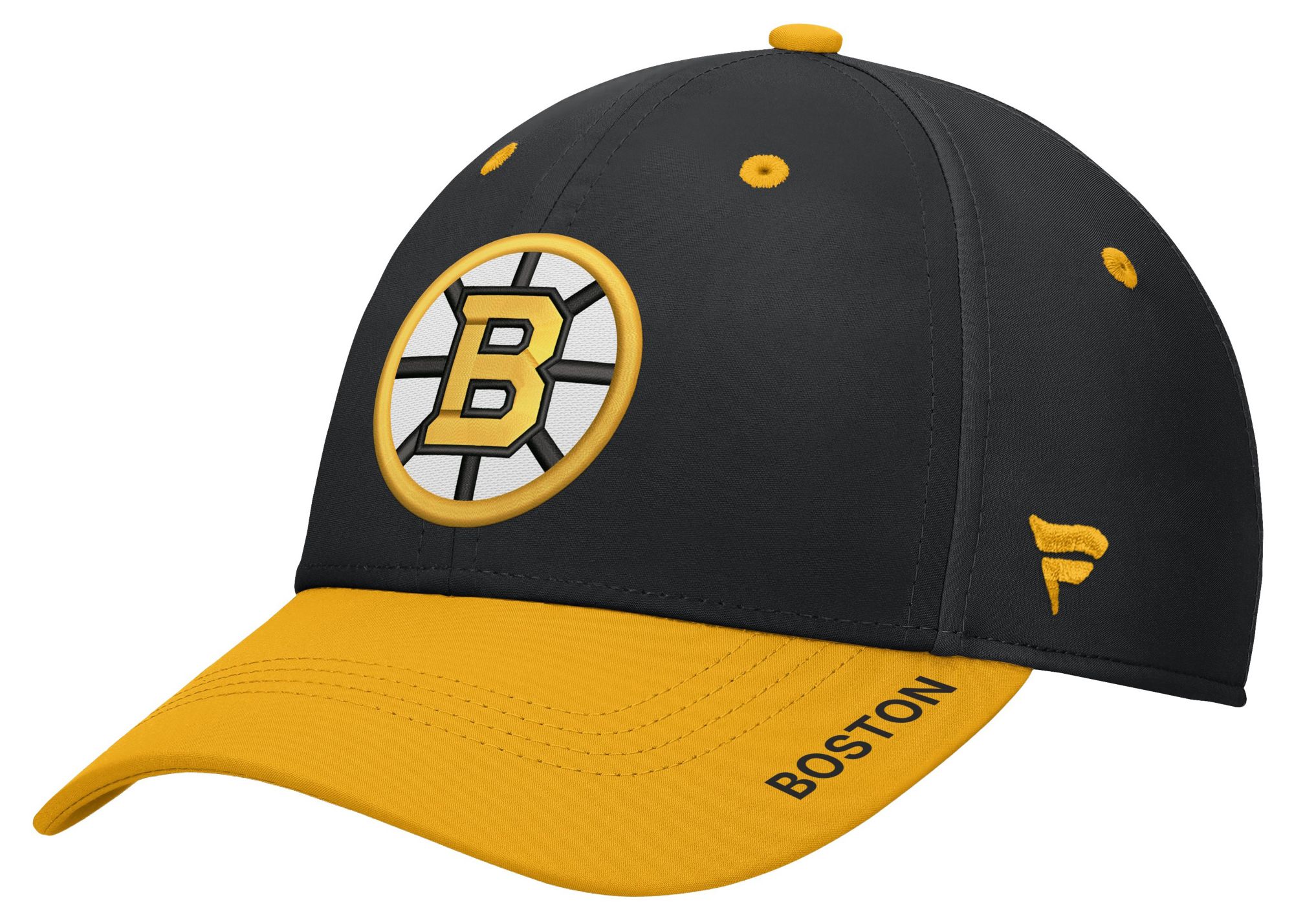 NHL Men's Boston Bruins Black Rink Flex Fit Hat