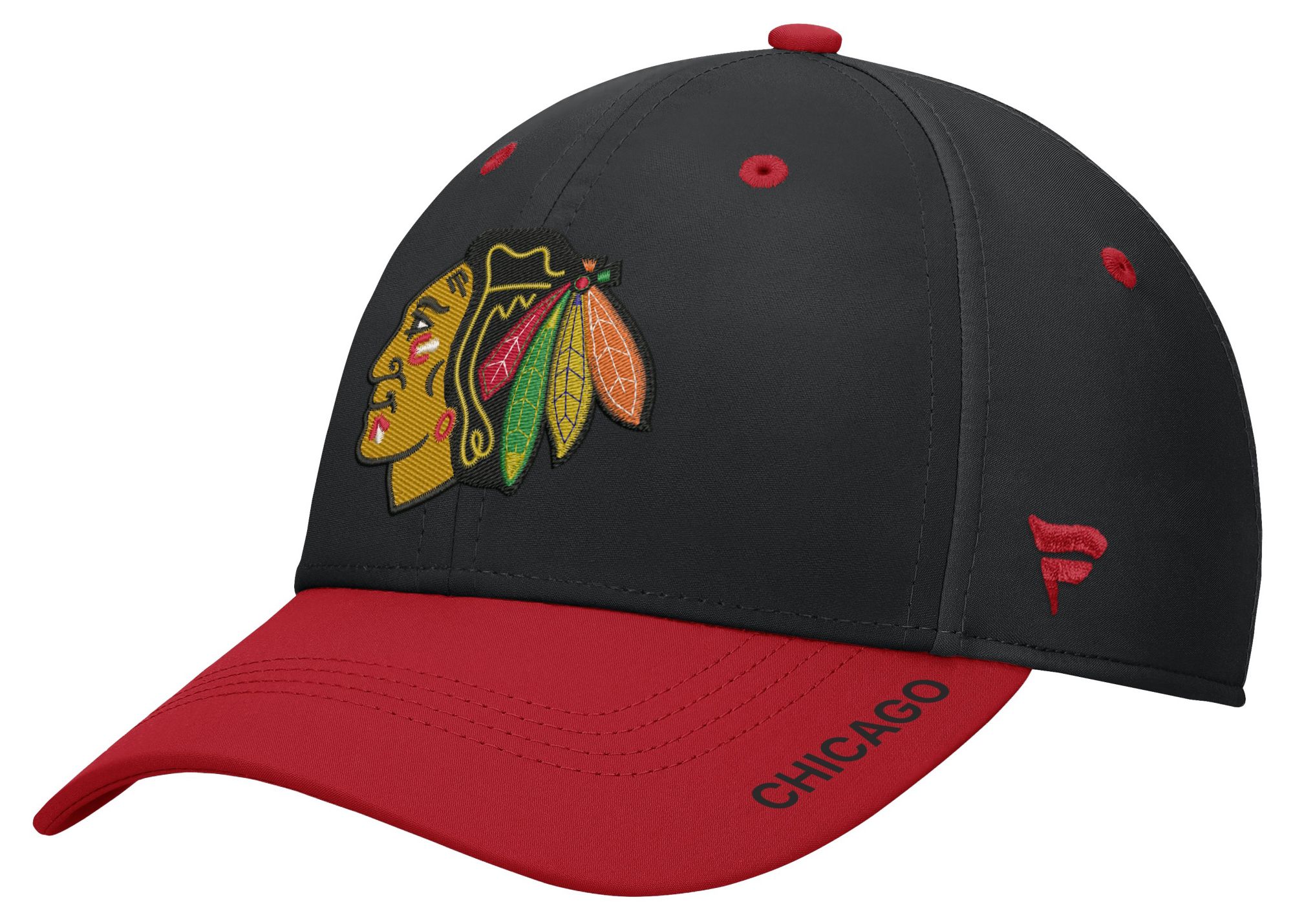 NHL Men's Chicago Blackhawks Black Rink Flex Fit Hat