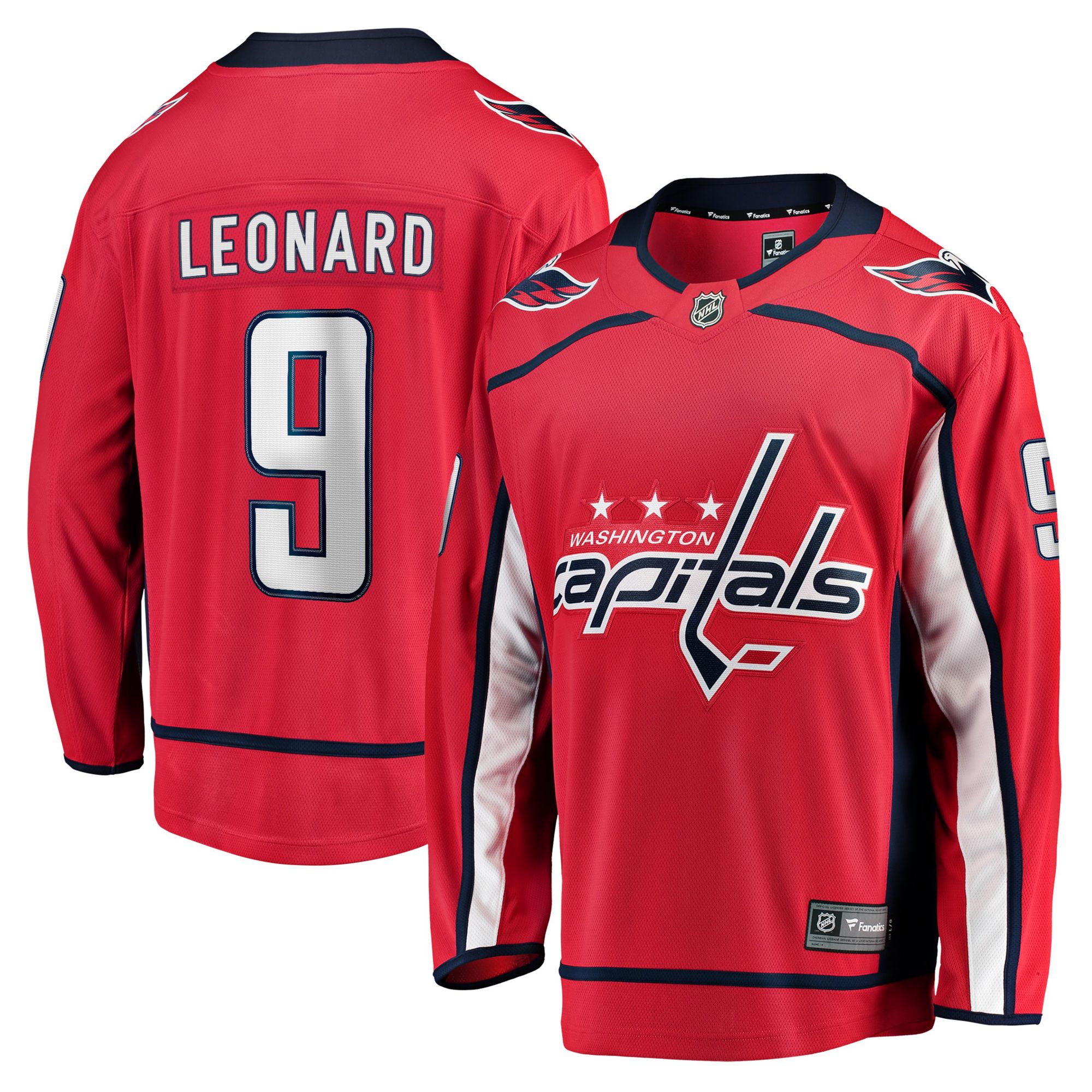 NHL Men's Washington Capitals Ryan Leonard #9 Red Home Breakaway Replica Jersey