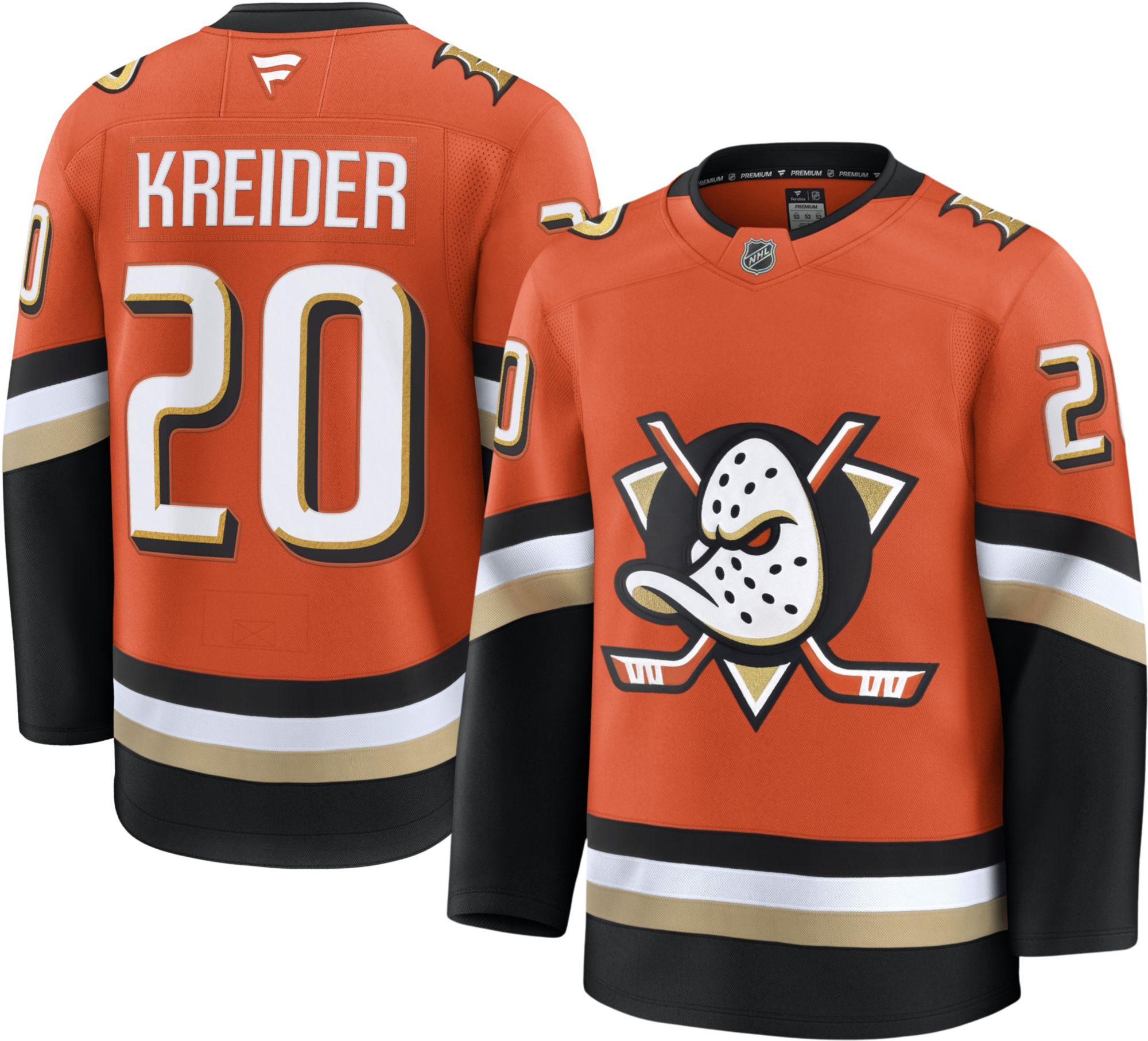 NHL Men's Anaheim Ducks Chris Kreider #20 Orange Home Premium Authentic Jersey