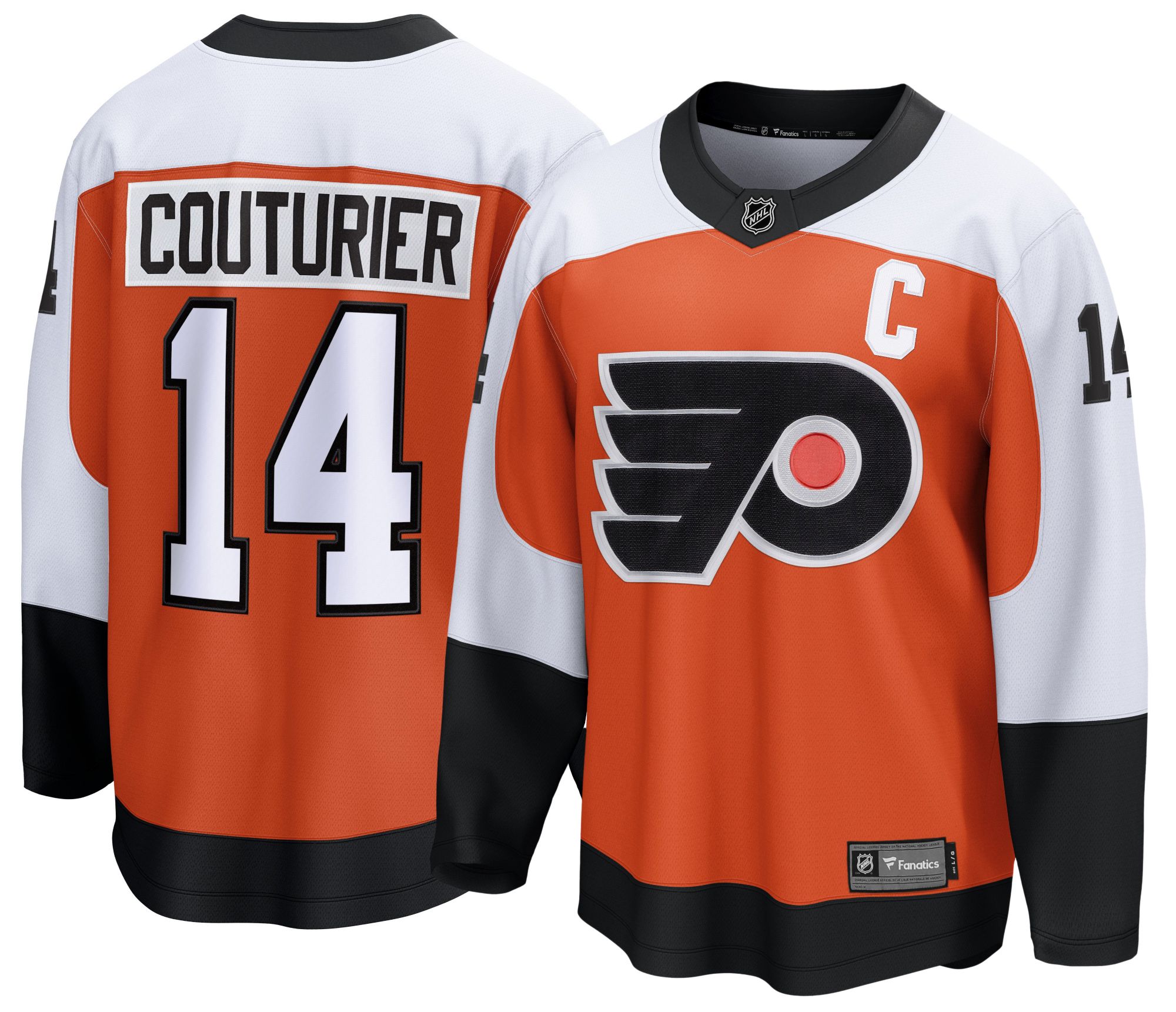 NHL Men's Philadelphia Flyers Sean Couturier #14 Orange Home Breakaway Replica Jersey
