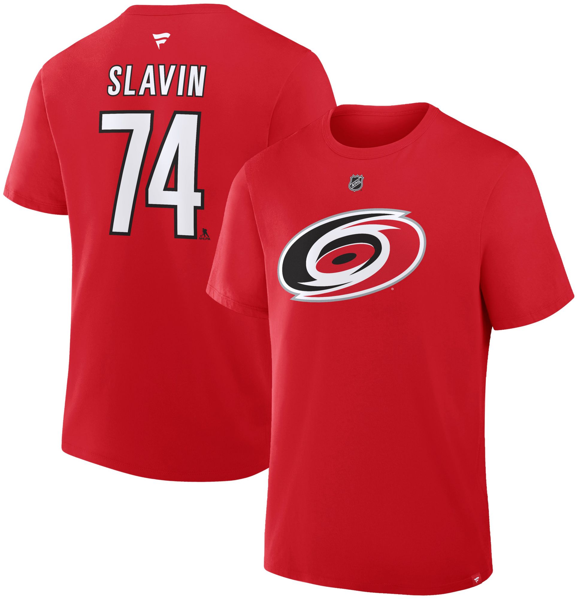 NHL Men's Carolina Hurricanes Jaccob Slavin #74 Athletic Red Home T-Shirt