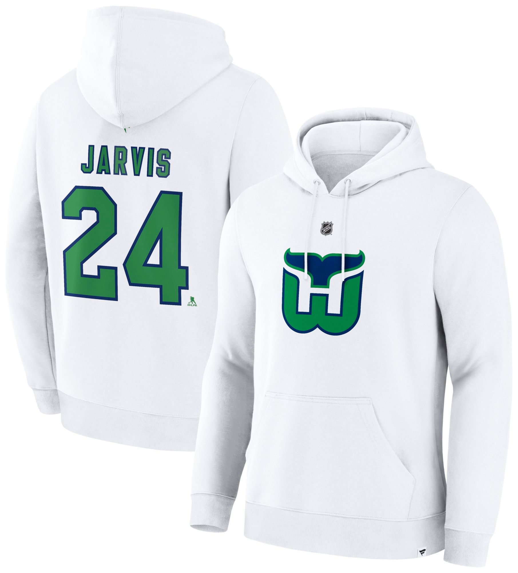NHL Men's Carolina Hurricanes Seth Jarvis #24 White Alternate Pullover Hoodie