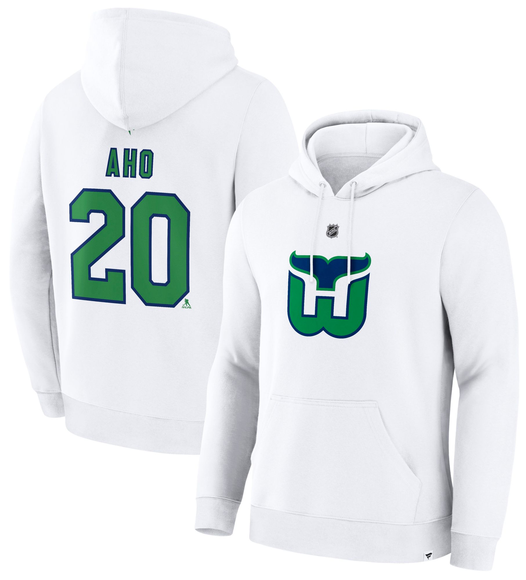NHL Men's Carolina Hurricanes Sebastian Aho #20 White Alternate Pullover Hoodie