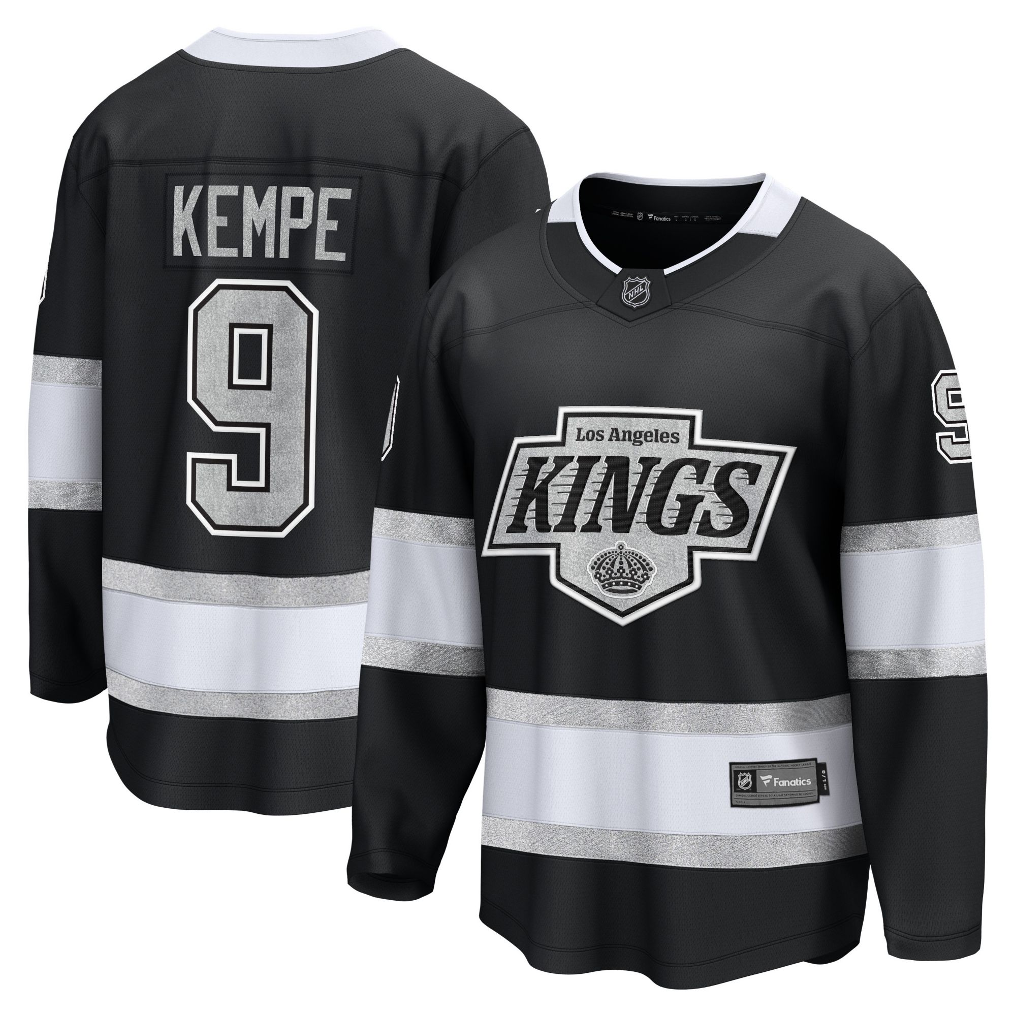 NHL Men's Los Angeles Kings Adrian Kempe #9 Black Home Breakaway Replica Jersey