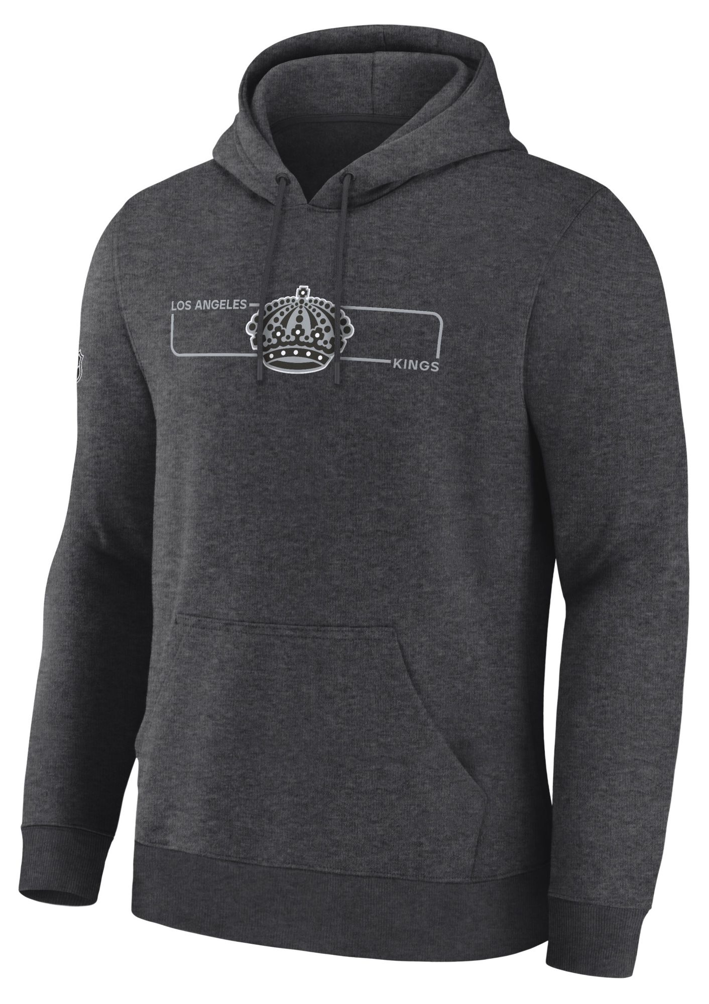 NHL Men's Los Angeles Kings Charcoal Heather Rink Primary Fleece Pullover Hoodie