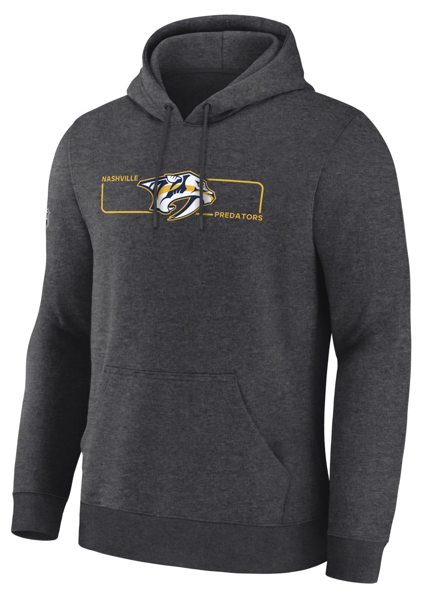 NHL Men's Nashville Predators Charcoal Heather Rink Primary Fleece Pullover Hoodie
