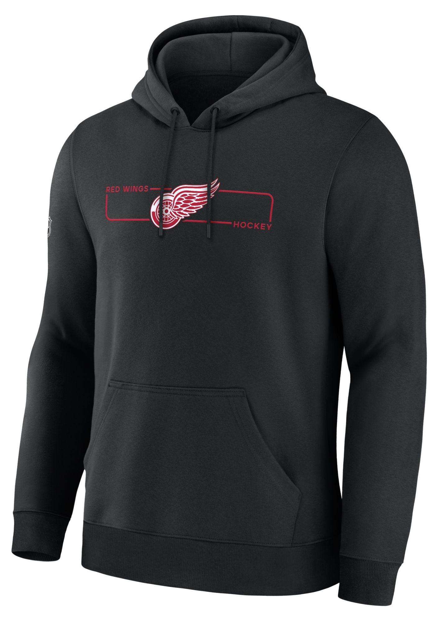 NHL Men's Detroit Red Wings Black Rink Primary Fleece Pullover Hoodie