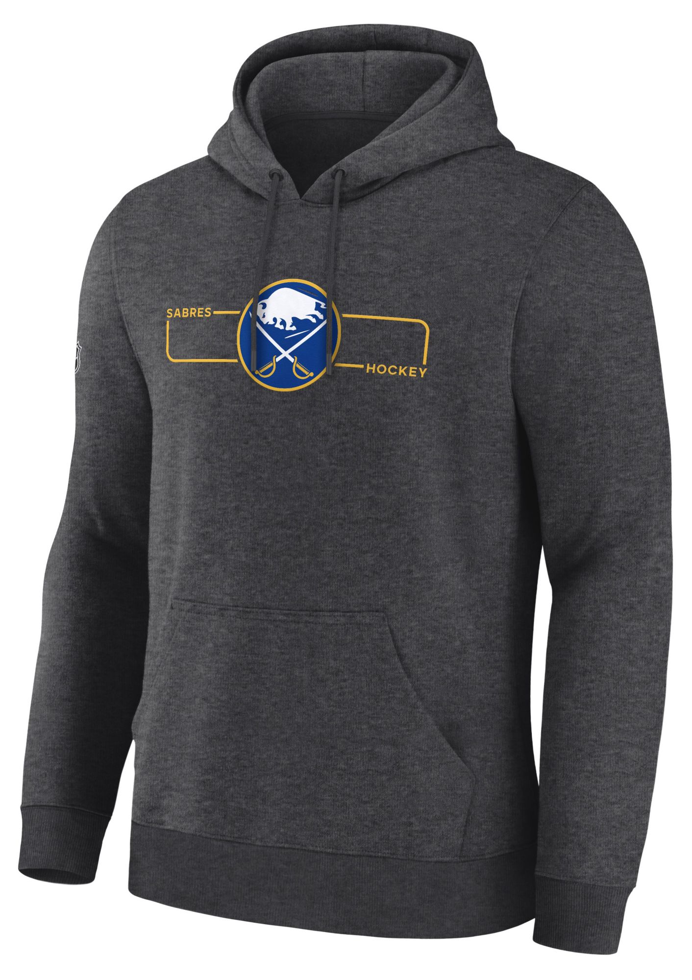 NHL Men's Buffalo Sabres Charcoal Heather Rink Primary Fleece Pullover Hoodie