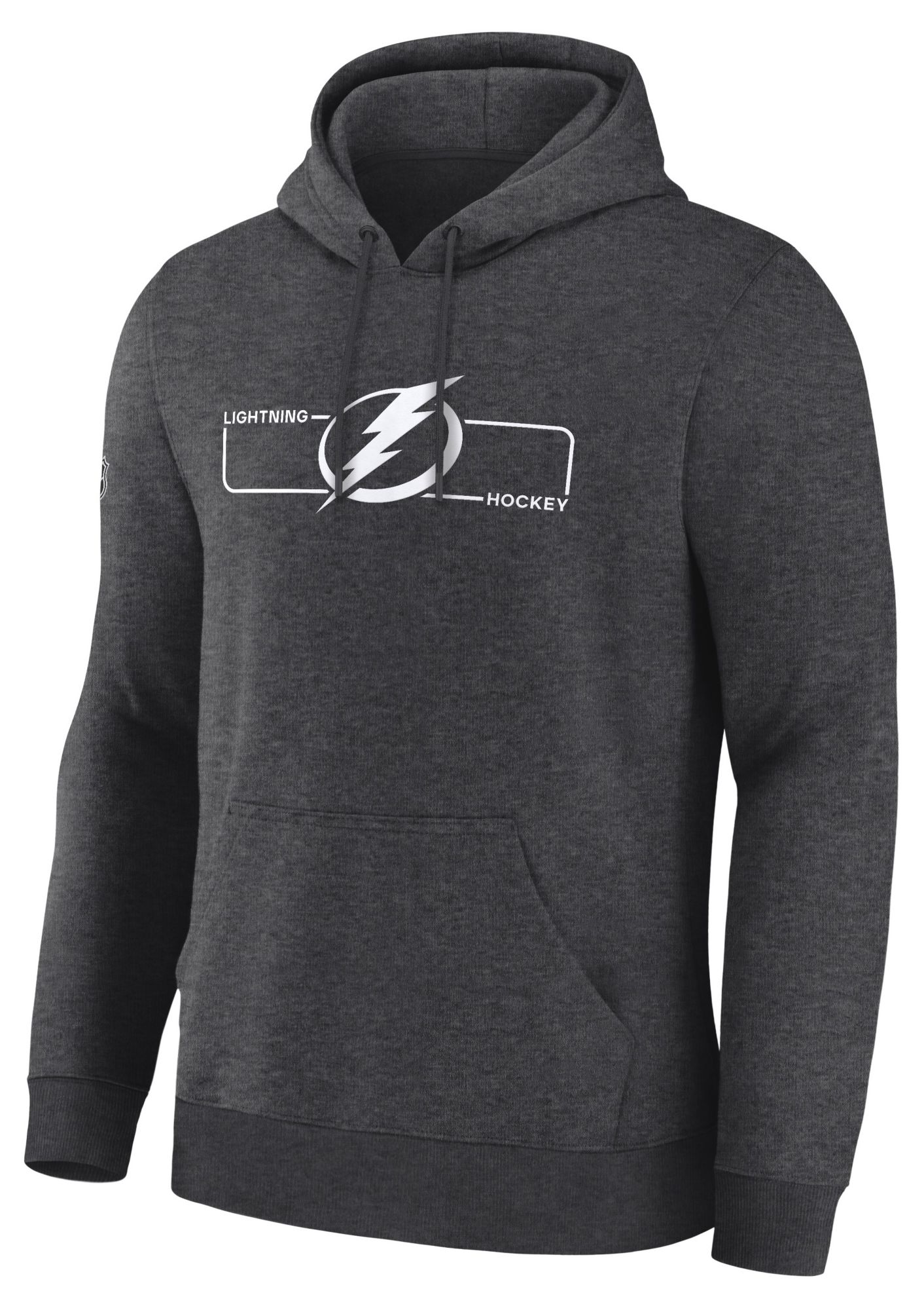 NHL Men's Tampa Bay Lightning Charcoal Heather Rink Primary Fleece Pullover Hoodie