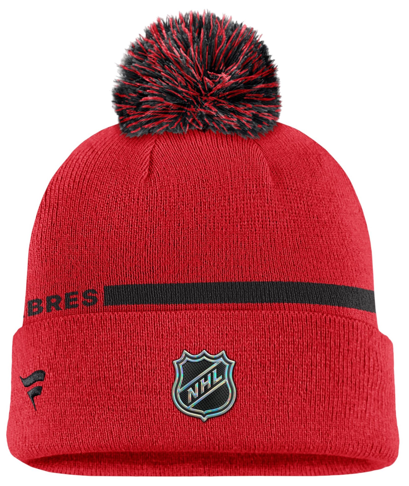 Fanatics Men's Red Buffalo Sabres Authentic Pro Alternate Cuffed Knit with Pom Hat - Red, Black