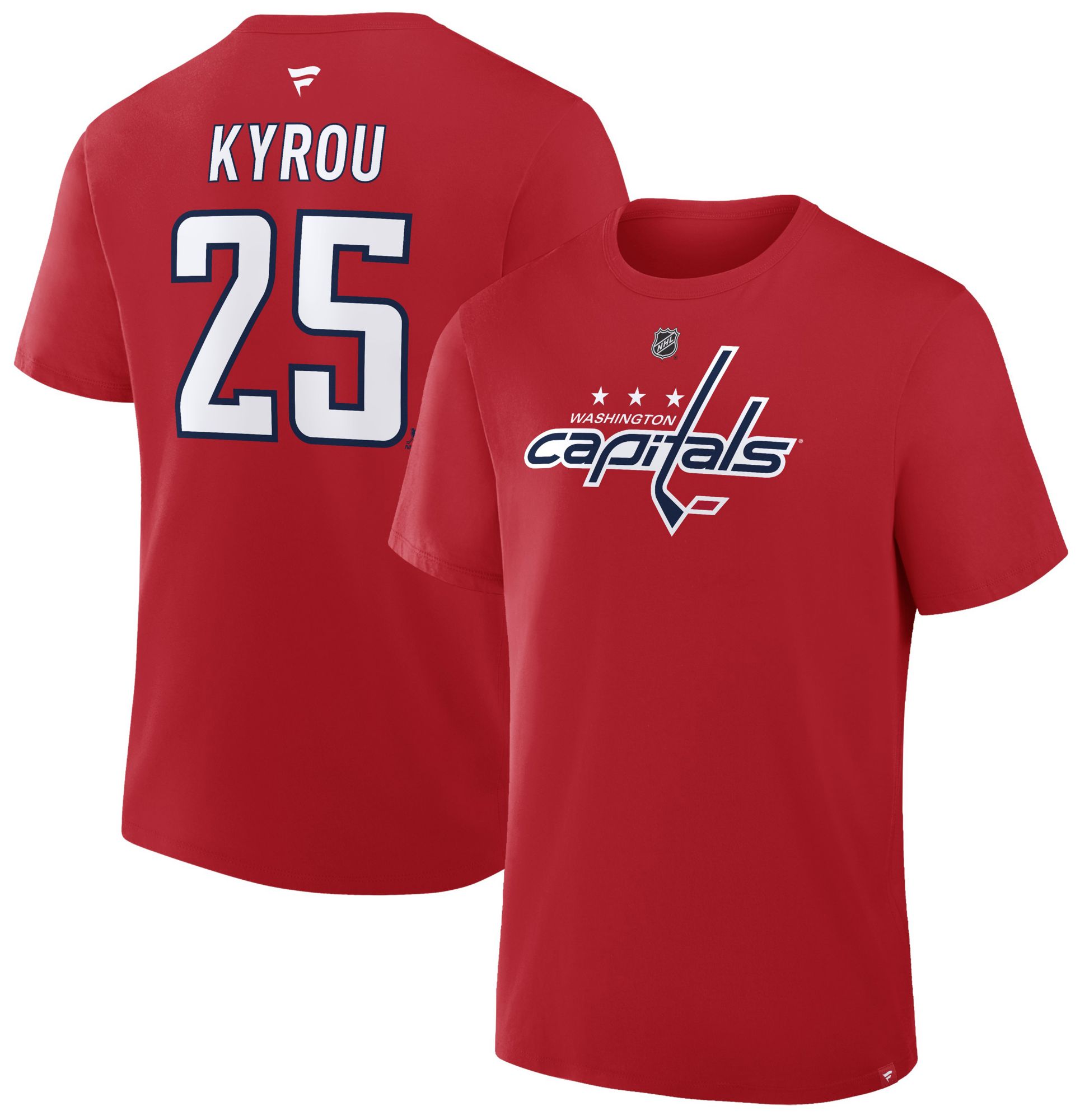 NHL Men's Washington Capitals Red Jordan Kyrou #25 T-Shirt