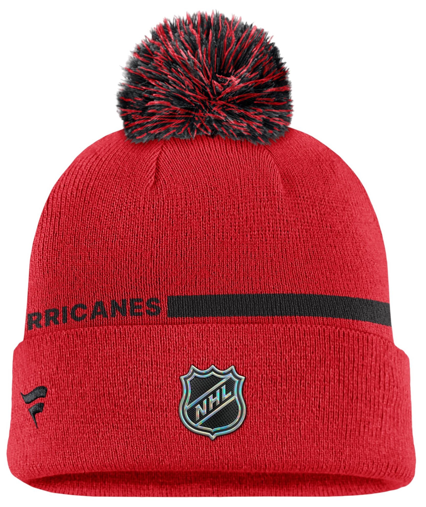 NHL Men's Carolina Hurricanes Alternate Logo Cuffed Knit Pom Beanie