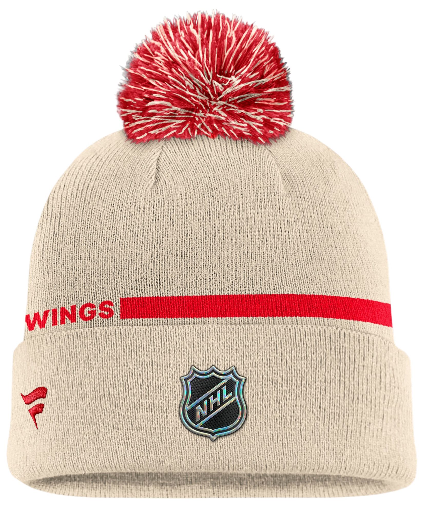 NHL Men's Detroit Red Wings Alternate Logo Cuffed Knit Pom Beanie