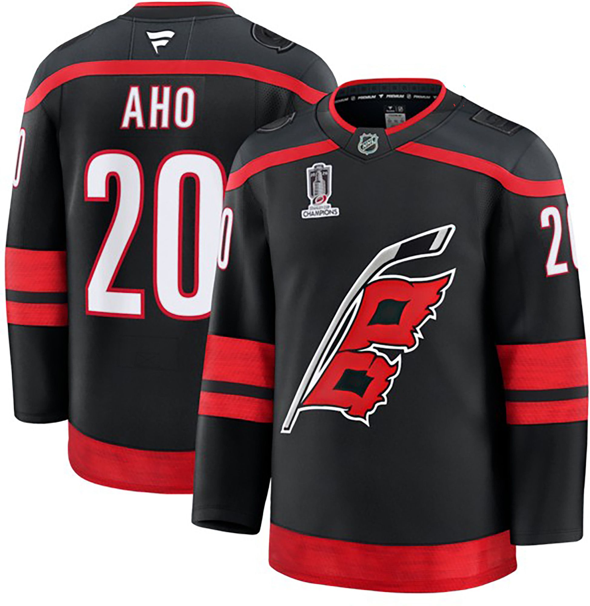 NHL Adult Carolina Hurricanes Sebastian Aho #20 2026 Stanley Cup Champions Patch Jersey