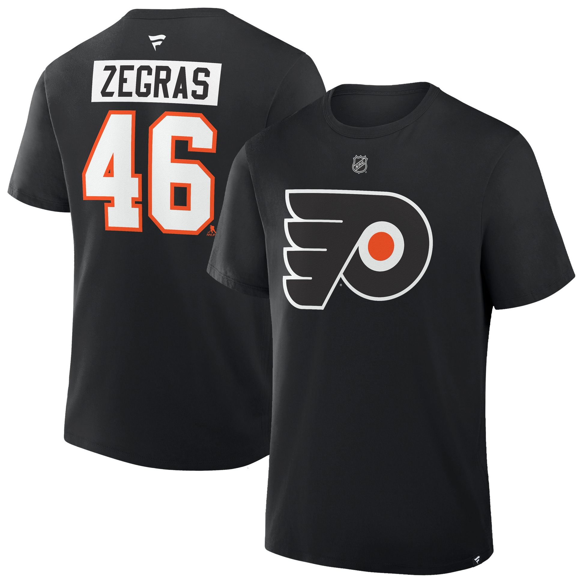NHL Men's Philadelphia Flyers Black Trevor Zegras #46 T-Shirt