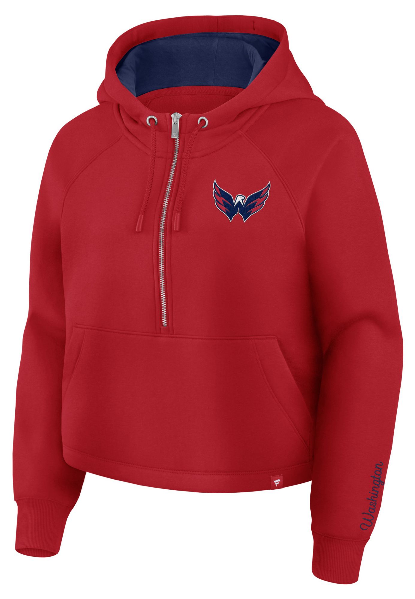 NHL Women's Washington Capitals Red and Navy Unyielding Effort 1/2 Zip Hoodie