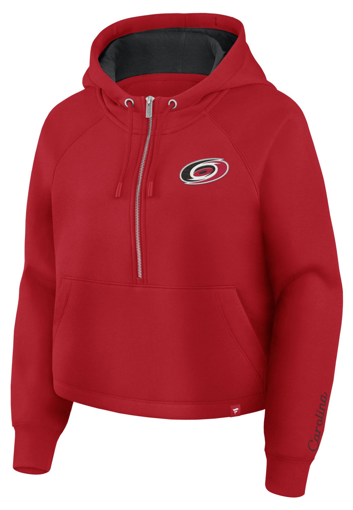 NHL Women's Carolina Hurricanes Red and Black Unyielding Effort 1/2 Zip Hoodie