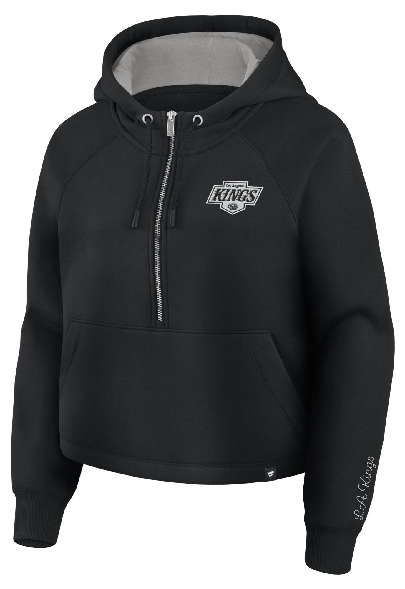 NHL Women's Los Angeles Kings Black and Gray Unyielding Effort 1/2 Zip Hoodie