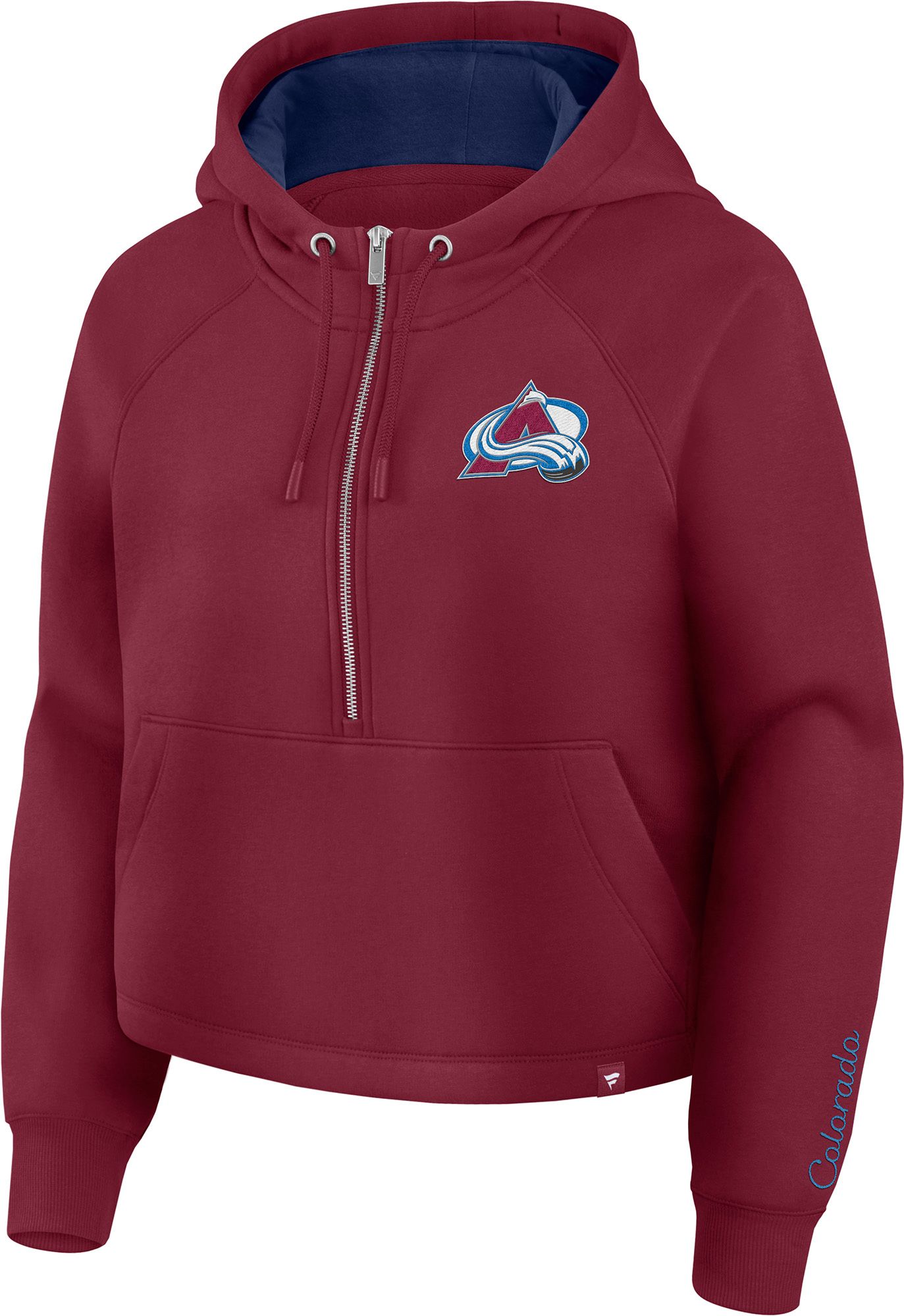 NHL Women's Colorado Avalanche Red and Navy Unyielding Effort 1/2 Zip Hoodie