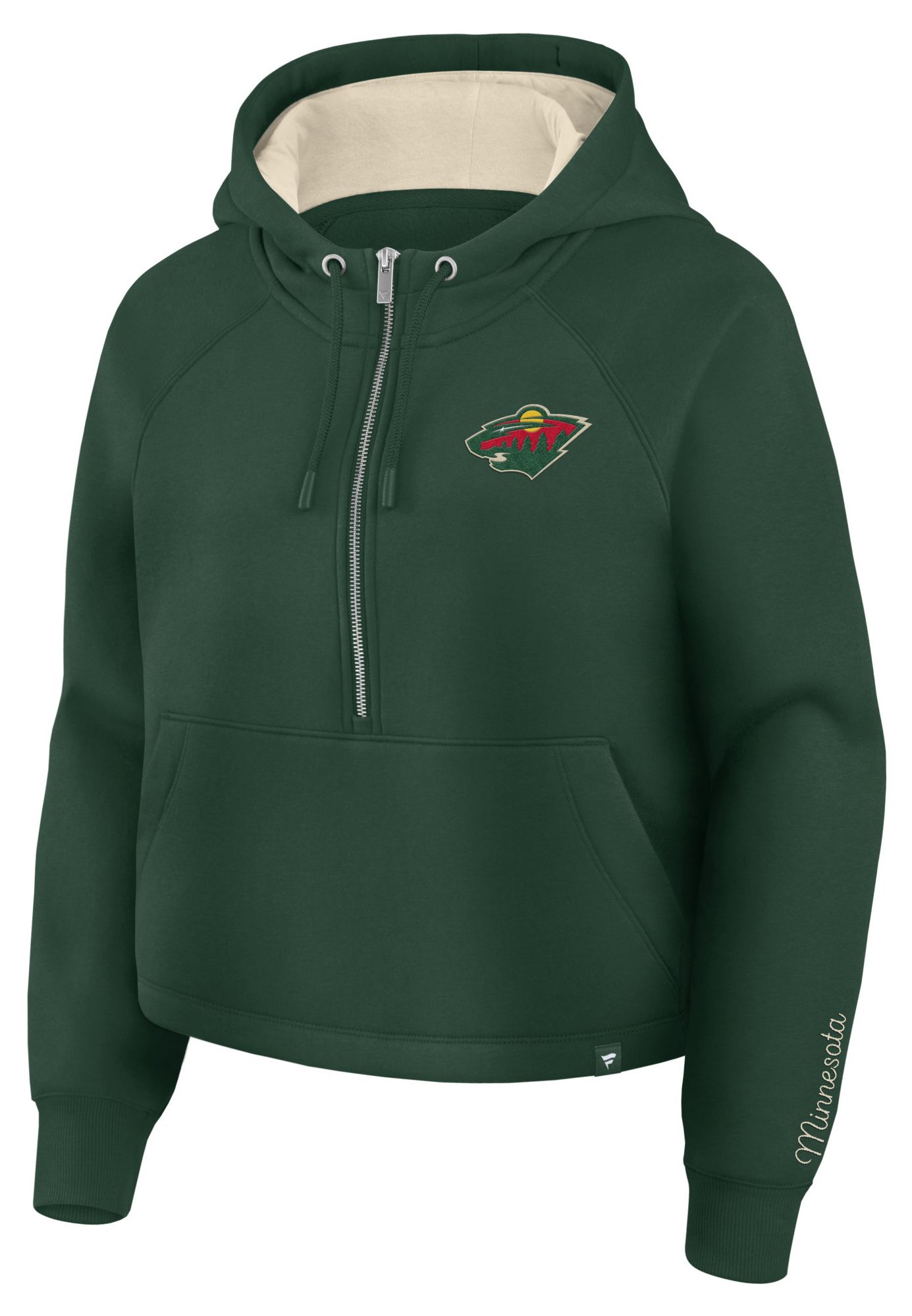 NHL Women's Minnesota Wild Green Unyielding Effort 1/2 Zip Hoodie